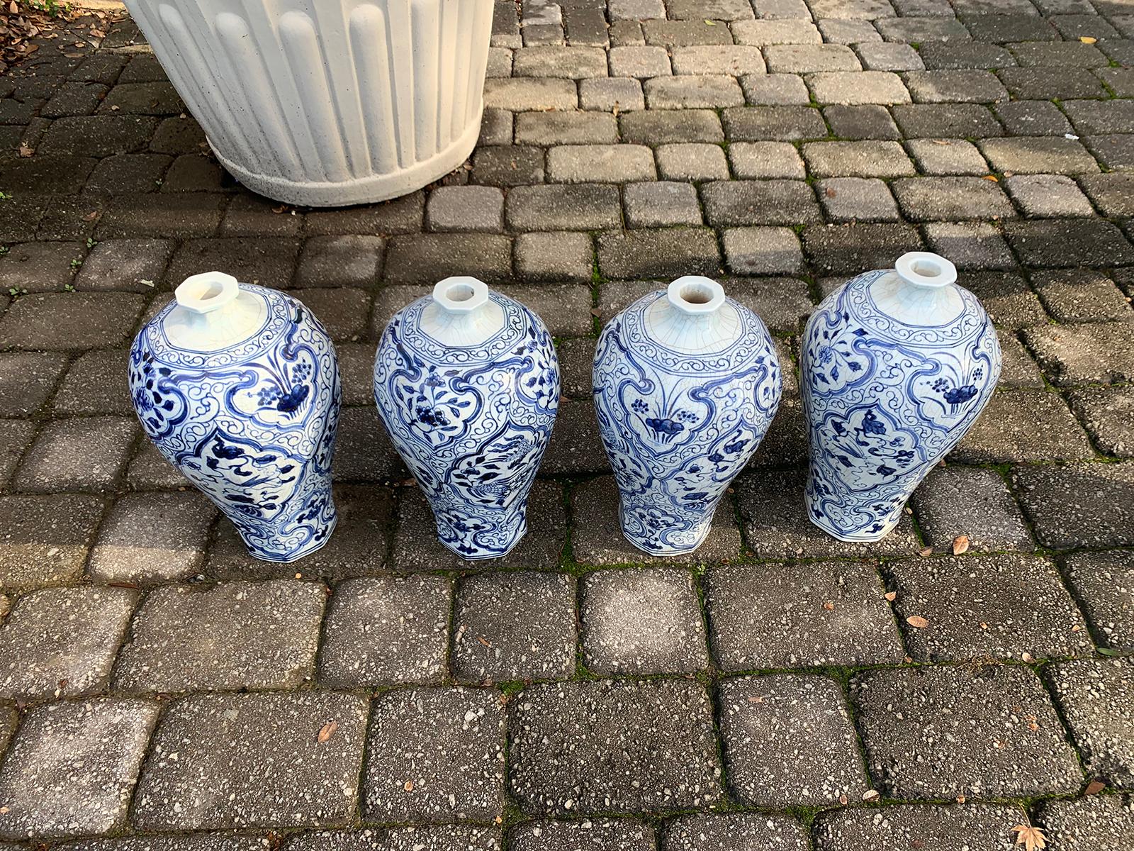 Set of Four 20th Century Blue and White Porcelain Vases 7