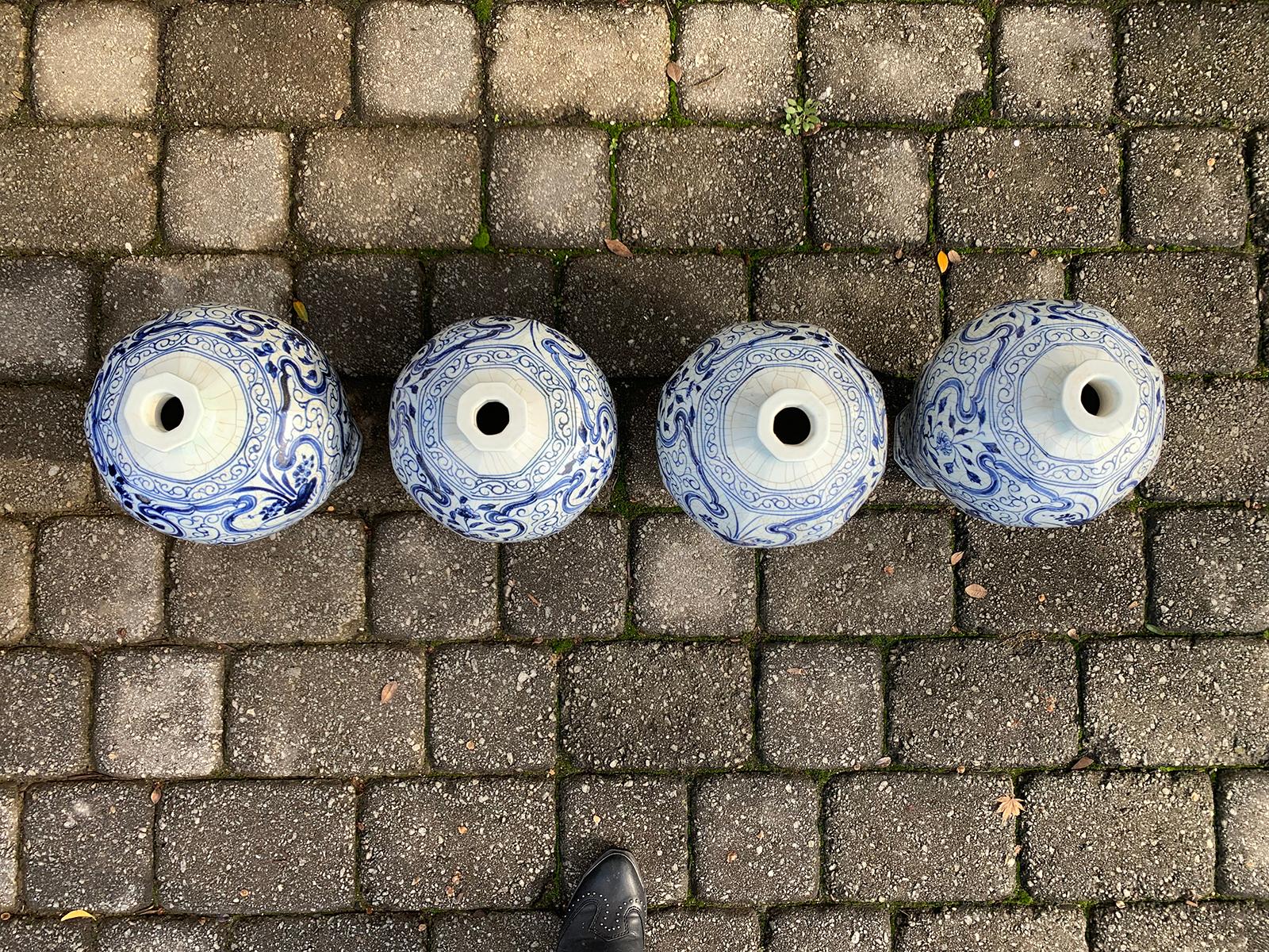 Set of Four 20th Century Blue and White Porcelain Vases 8
