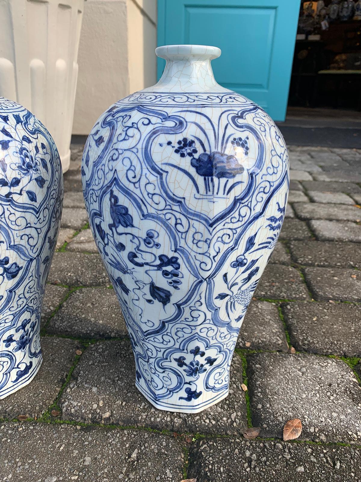 Set of Four 20th Century Blue and White Porcelain Vases 2