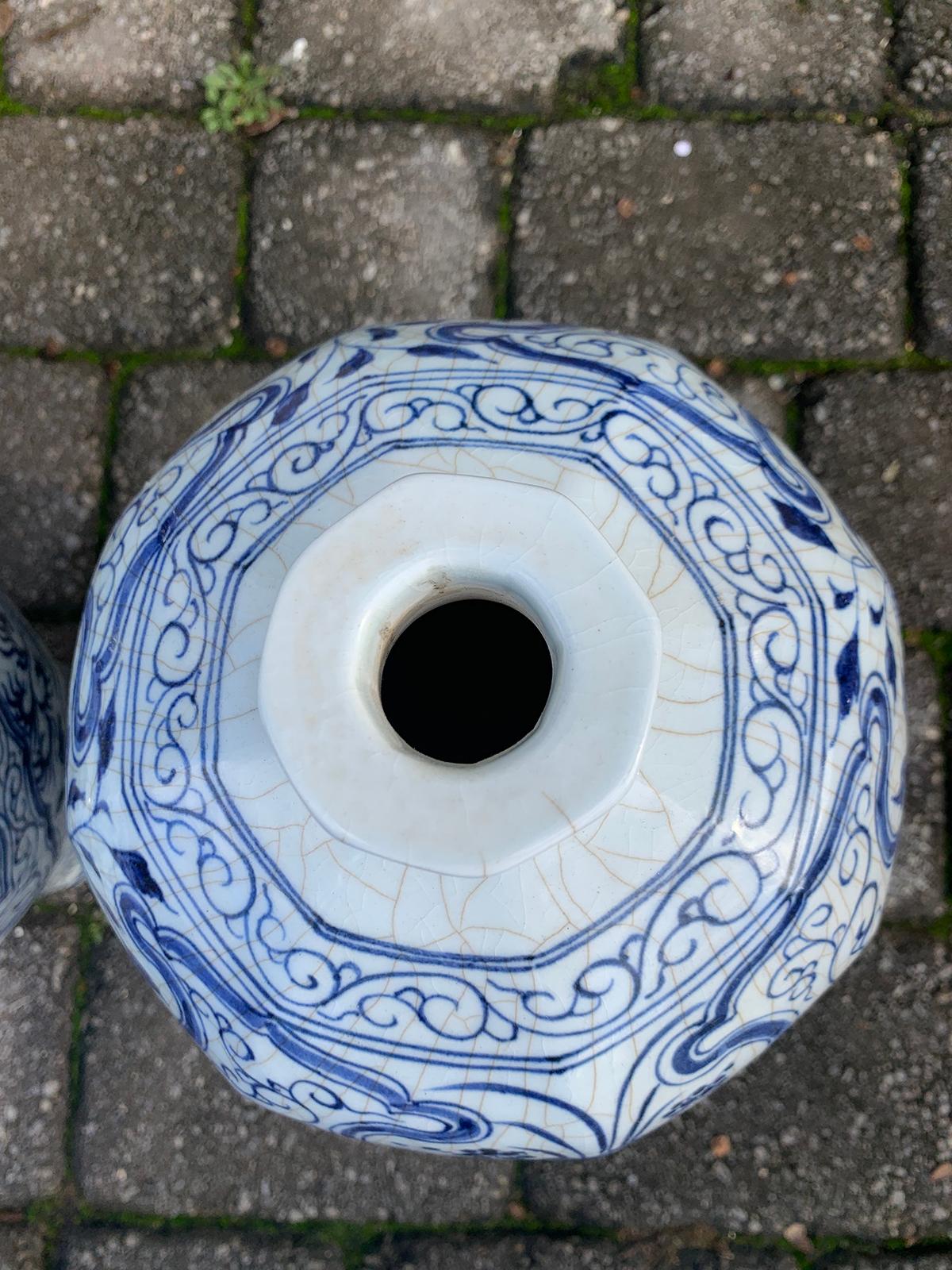 Set of Four 20th Century Blue and White Porcelain Vases 5