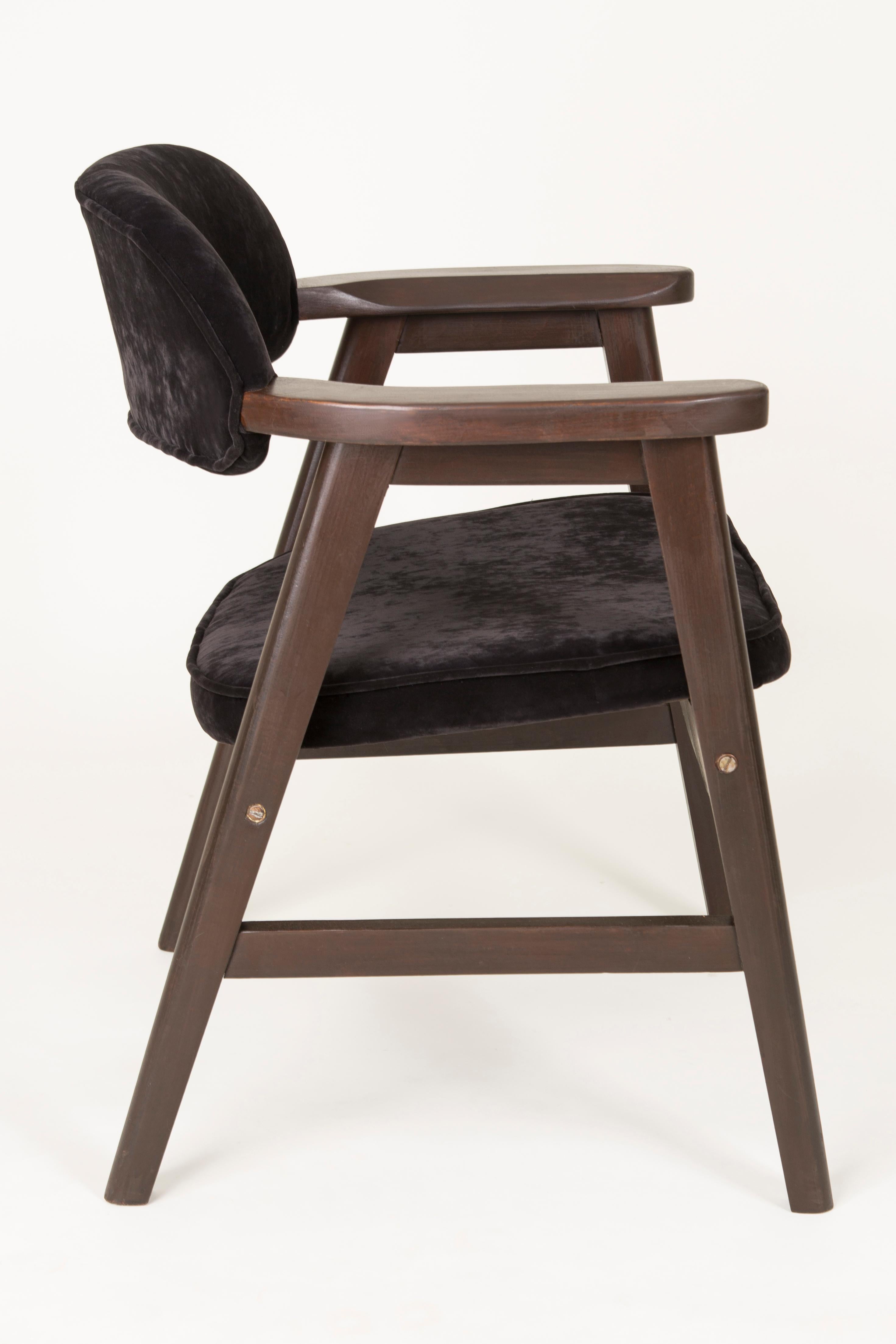 Textile Set of Four 20th Century Buffalo Black Wood and Velvet Chairs, 1960s For Sale