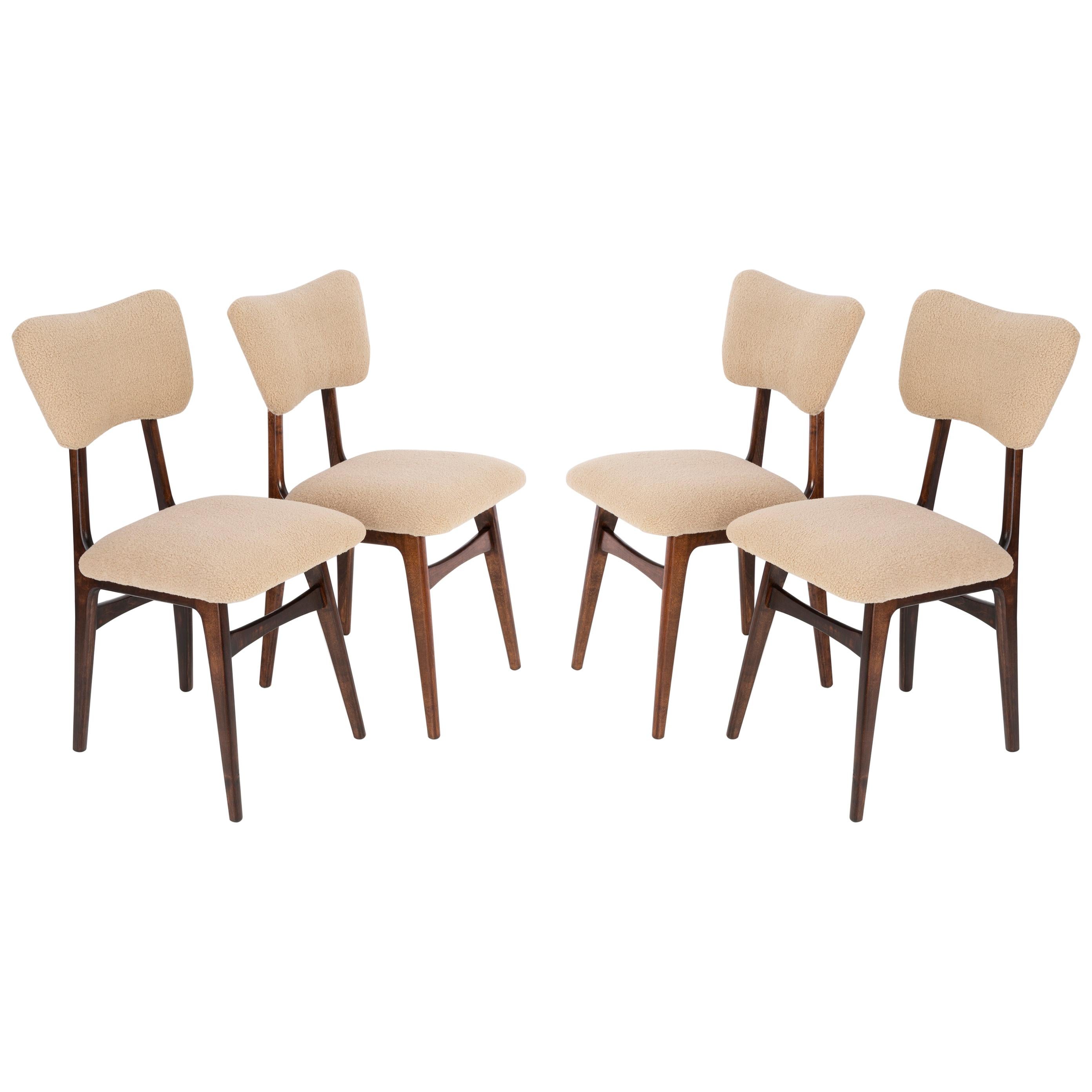 Set of Four 20th Century Camel Boucle Chairs, 1960s For Sale