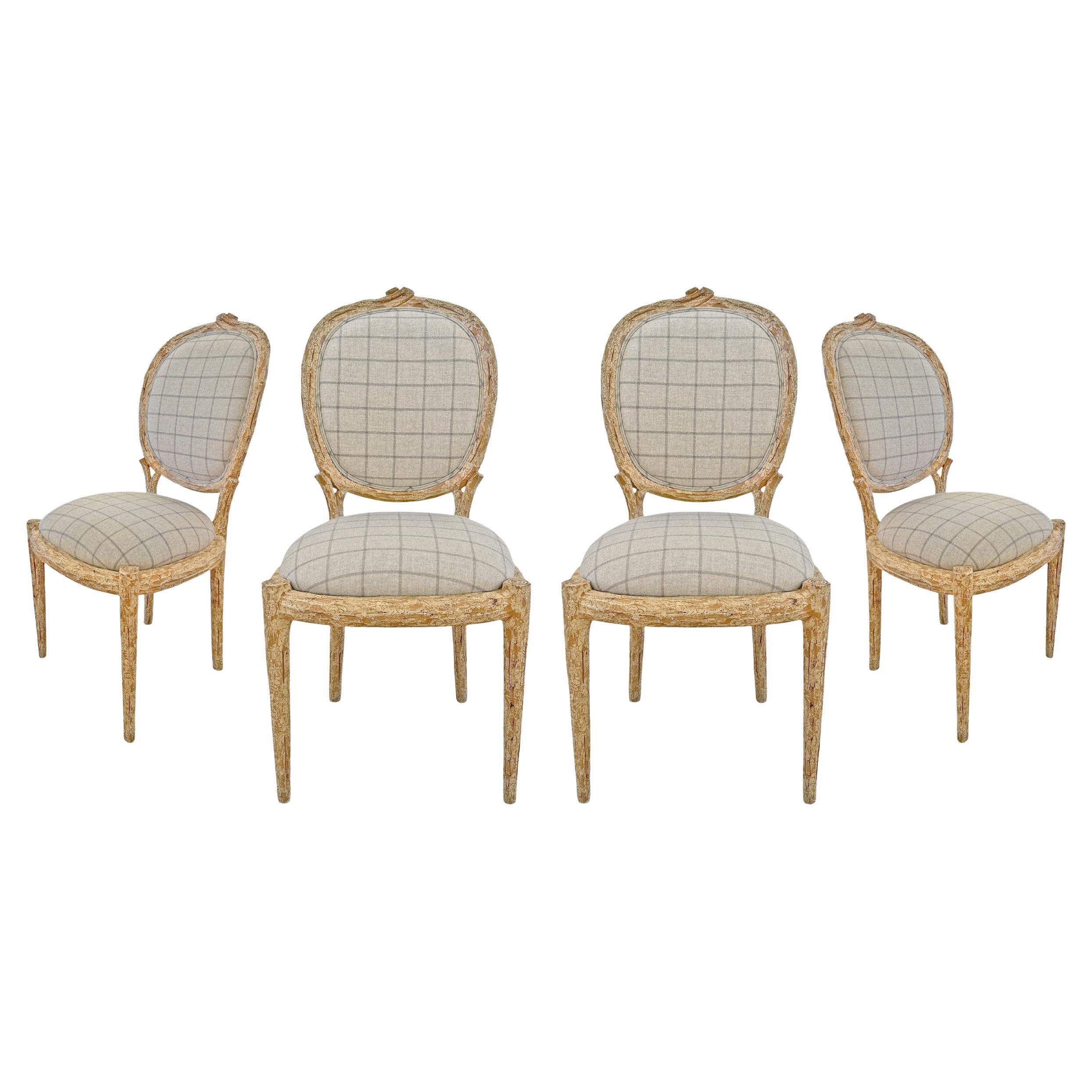 Set of Four 20th Century Century Faux Bois Dining Chairs