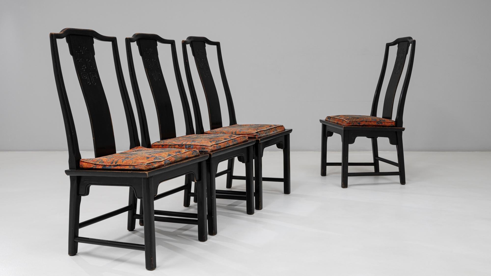 20ième siècle Ensemble de quatre chaises de salle à manger en bois Anderson et Daishi du 20e siècle, d'origine chinoise en vente