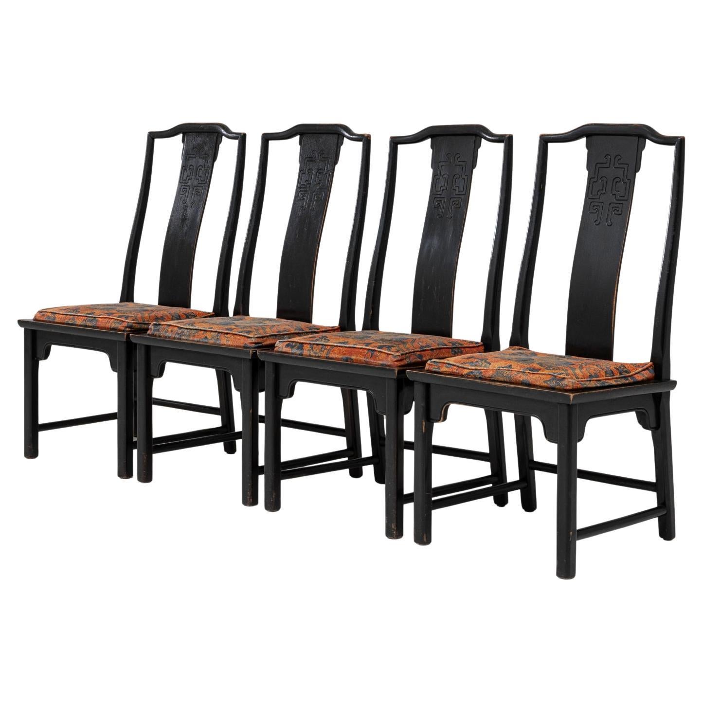 Set di quattro sedie da pranzo in legno cinese Anderson & Daishi del XX secolo