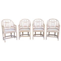 Set of Four 20th Century Chinese Brighton Pavilion Style Bamboo & Cane Chairs