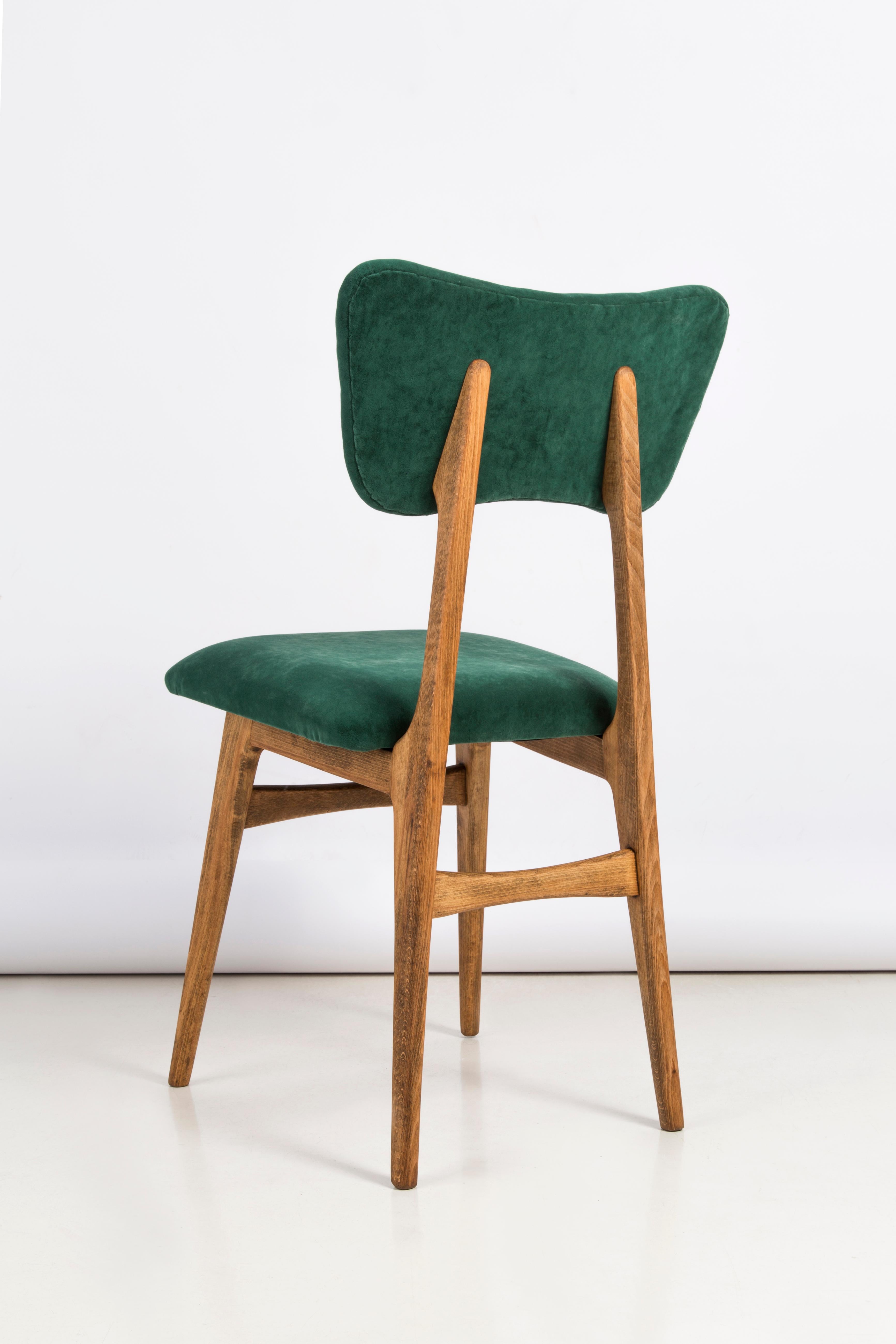 Set of Four 20th Century Dark Green Velvet Chairs, 1960s For Sale 5