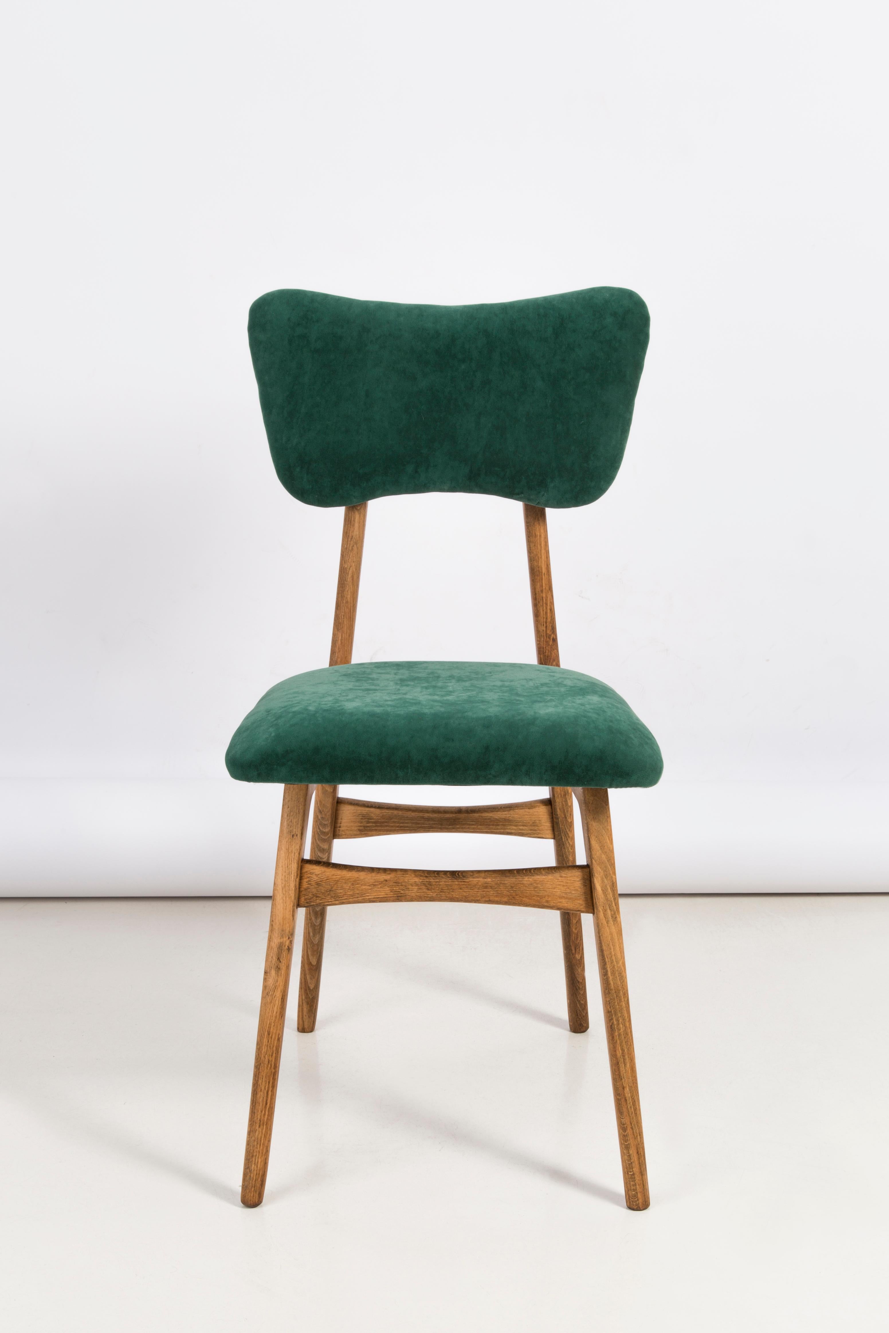 Set of Four 20th Century Dark Green Velvet Chairs, 1960s For Sale 6