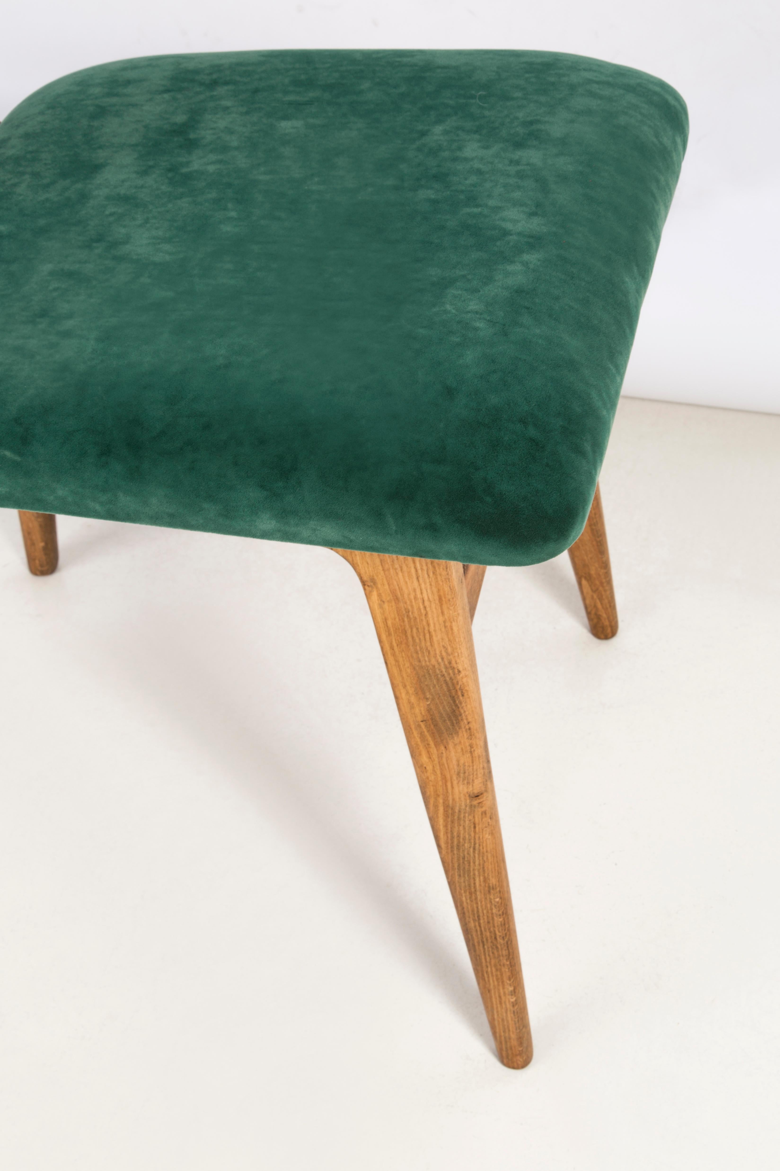 Hand-Crafted Set of Four 20th Century Dark Green Velvet Chairs, 1960s For Sale