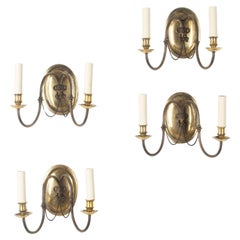 Set of Four 20th Century English Rams Head Wall Lights