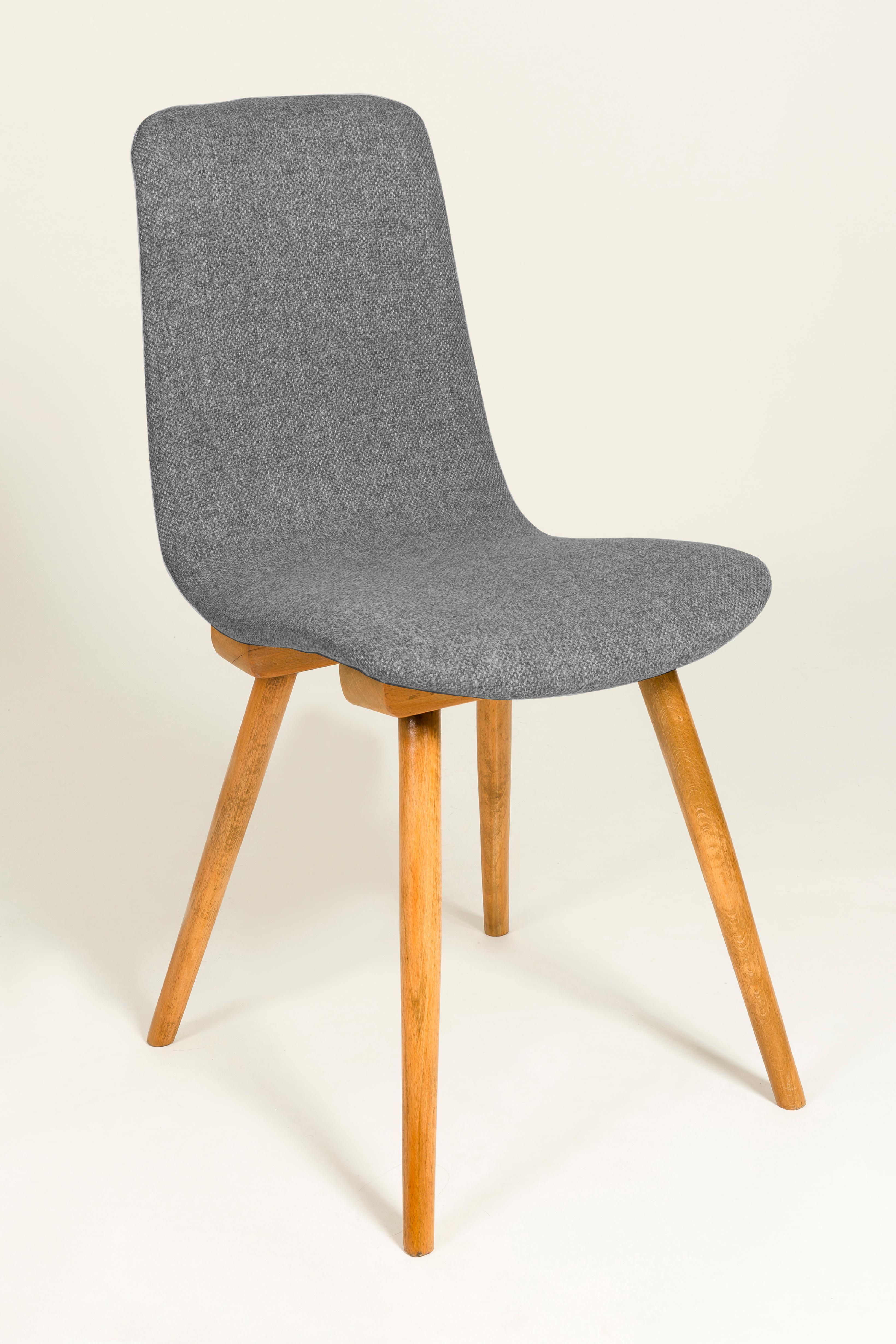 Textile Set of Four 20th Century Fameg Gray Vintage Chairs, 1960s, Poland For Sale