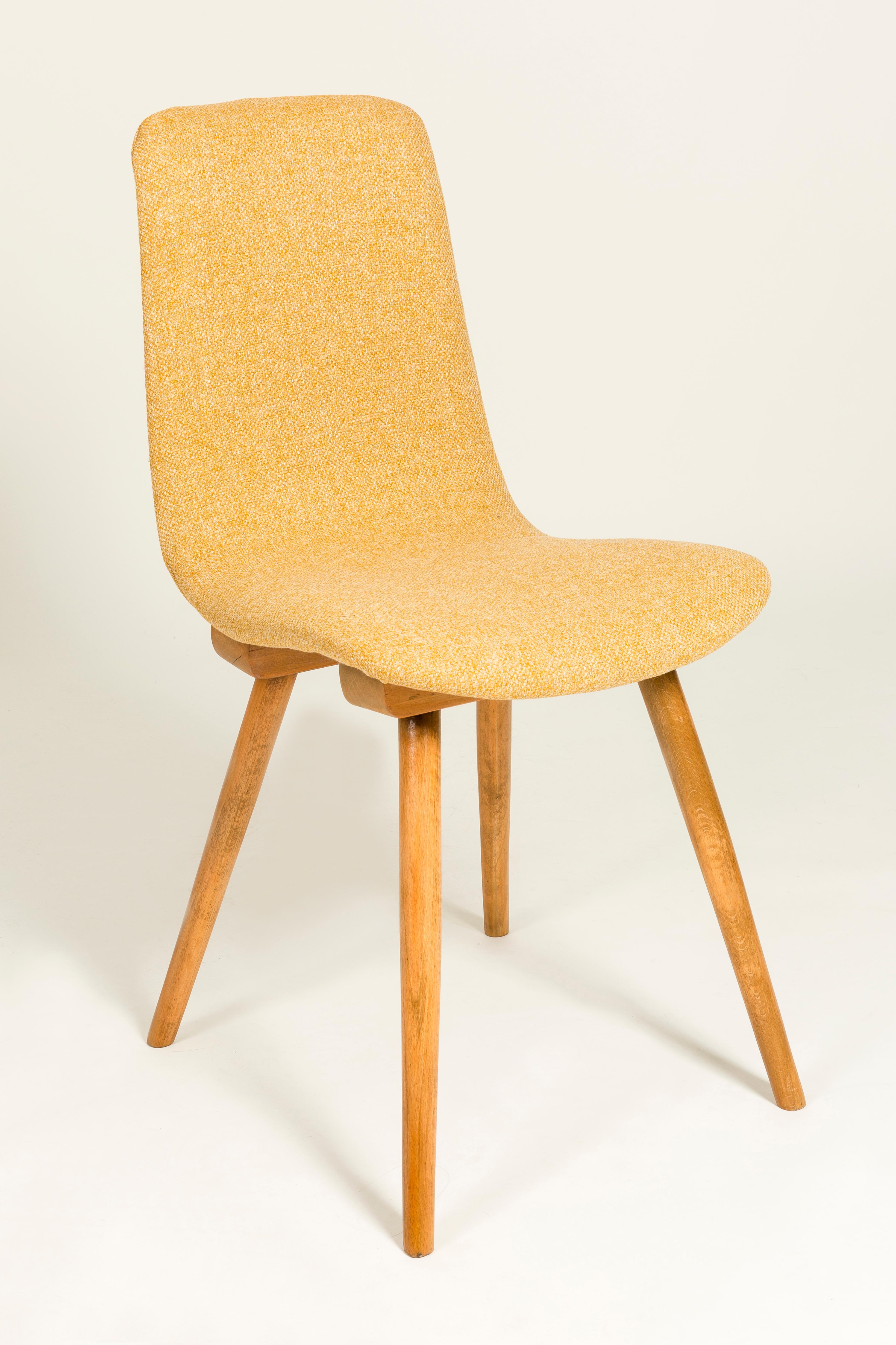 Mid-Century Modern Set of Four 20th Century Fameg Yellow Vintage Chairs, 1960s, Poland For Sale
