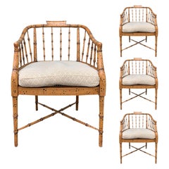 Set of Four 20th Century Faux Bamboo Armchairs, Possibly Baker