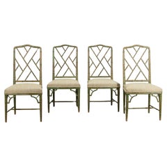 Ensemble de quatre chaises Chippendale du 20ème siècle en faux bambou