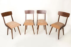 Set of Four 20th Century Gazelle Beige Wood Chairs, 1960s
