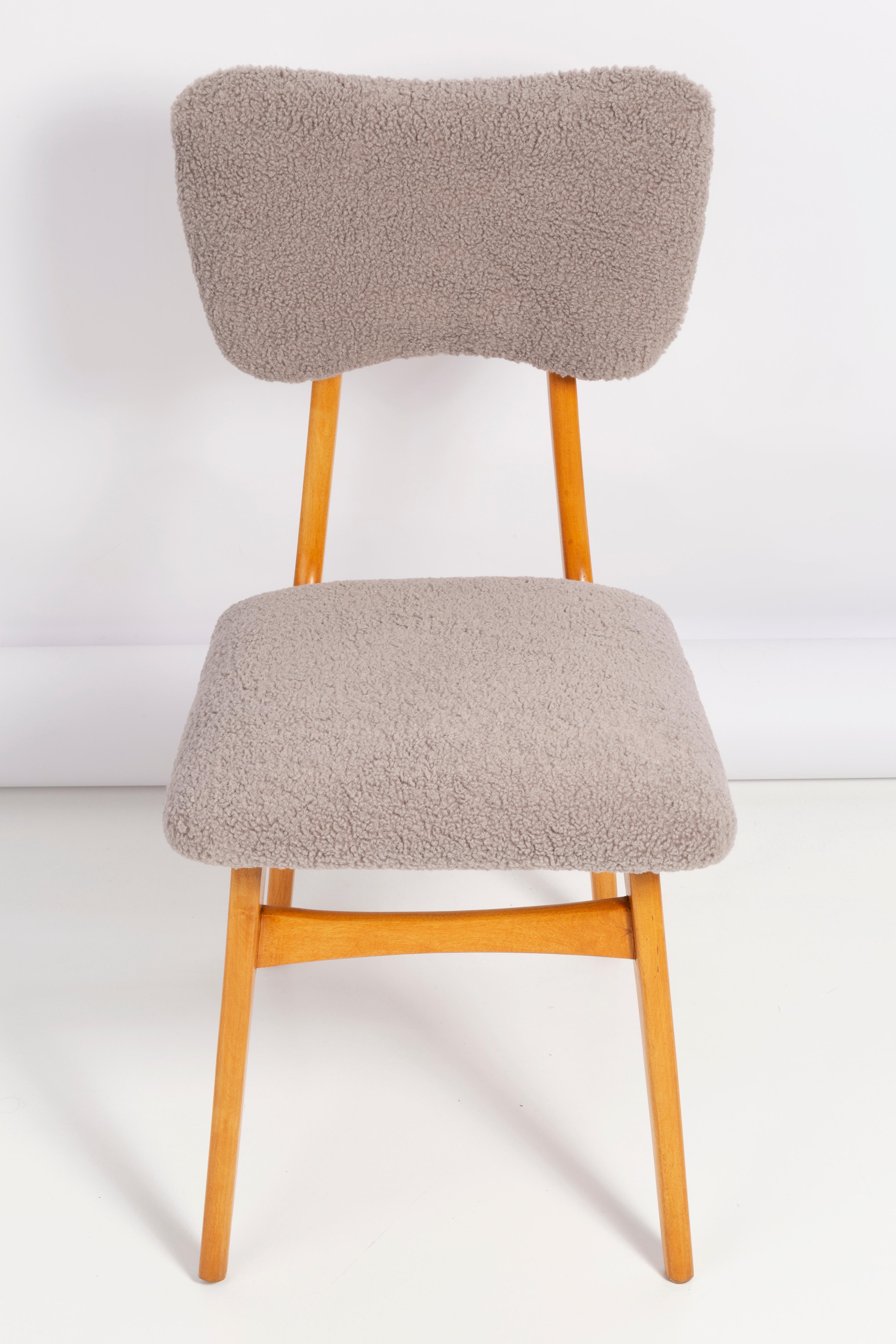 Mid-Century Modern Set of Four 20th Century Gray Boucle Chairs, 1960s For Sale