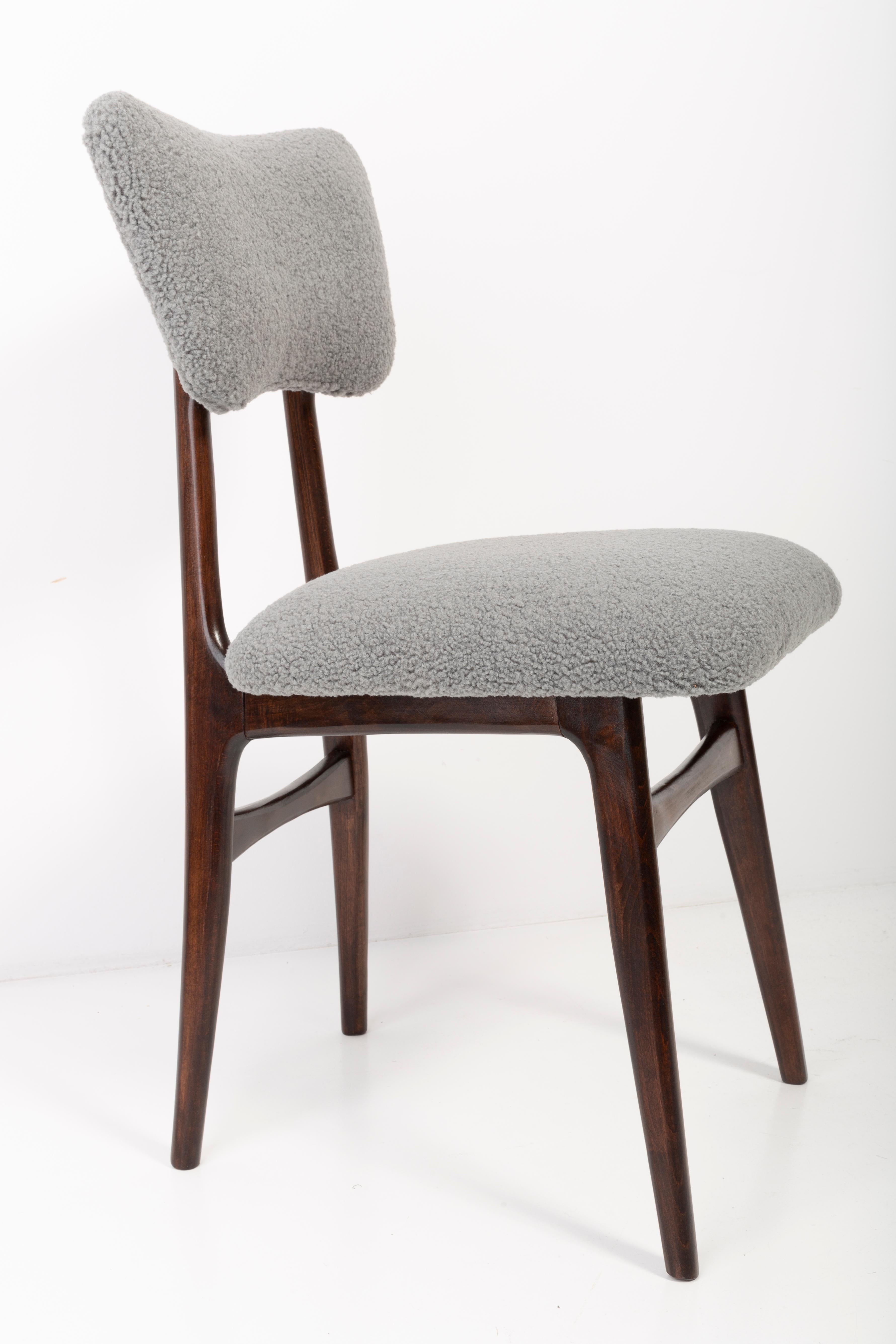 Polish Set of Four 20th Century Gray Boucle Chairs, 1960s For Sale