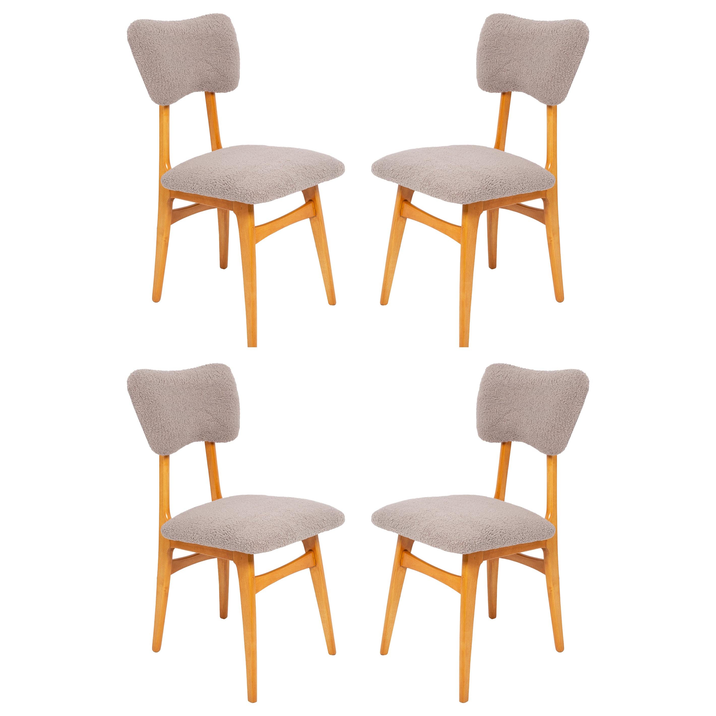 Set of Four 20th Century Gray Boucle Chairs, 1960s For Sale