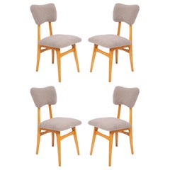 Vintage Set of Four 20th Century Gray Boucle Chairs, 1960s