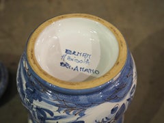Set of Four 20th Century Italian Blue and White Lidded Albisola Pharmacy Pots