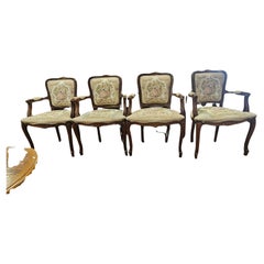 Set of Four 20th Century Italian Chateau D'Ax Louis XV Tapestry Armchairs