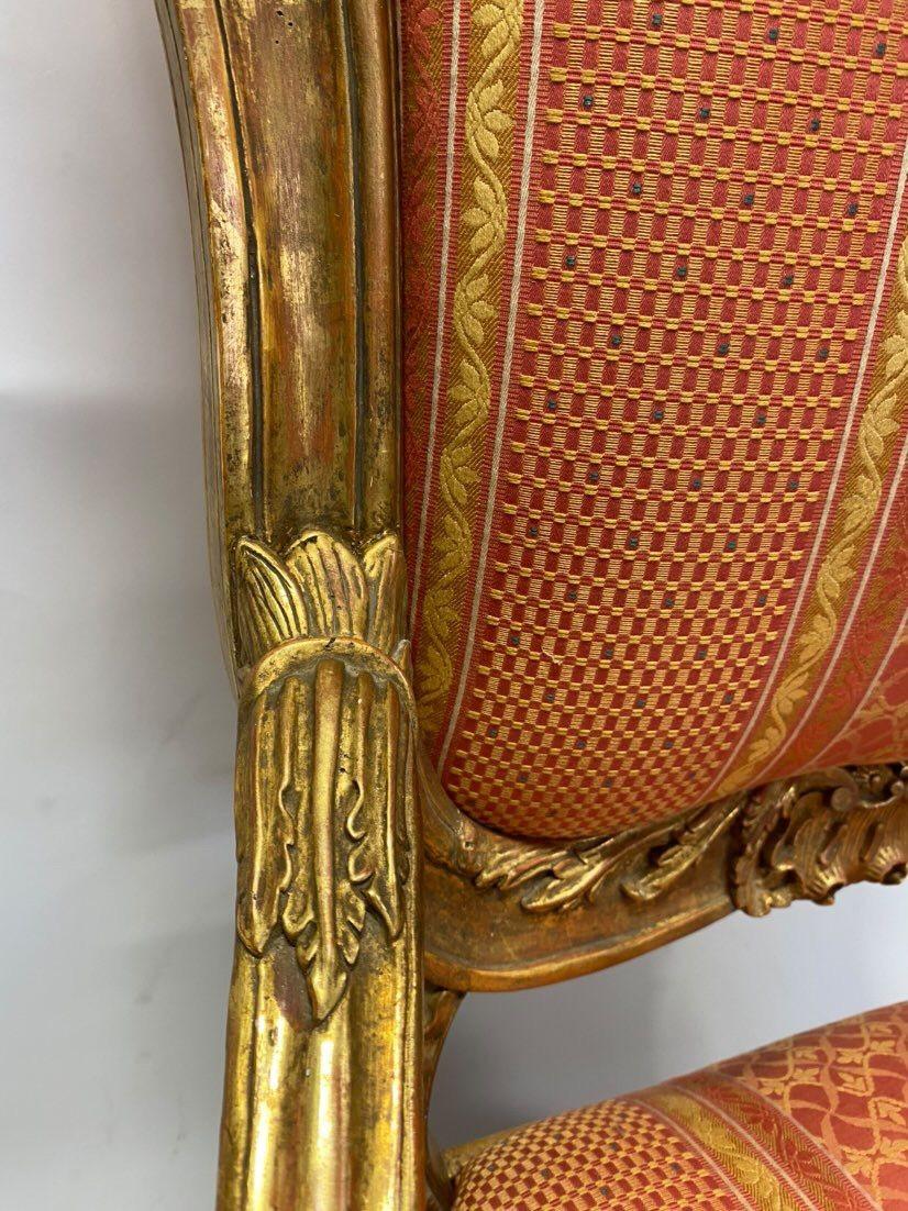Set of Four 20th Century Italian Hand Carved Water Gilt Chairs For Sale 8