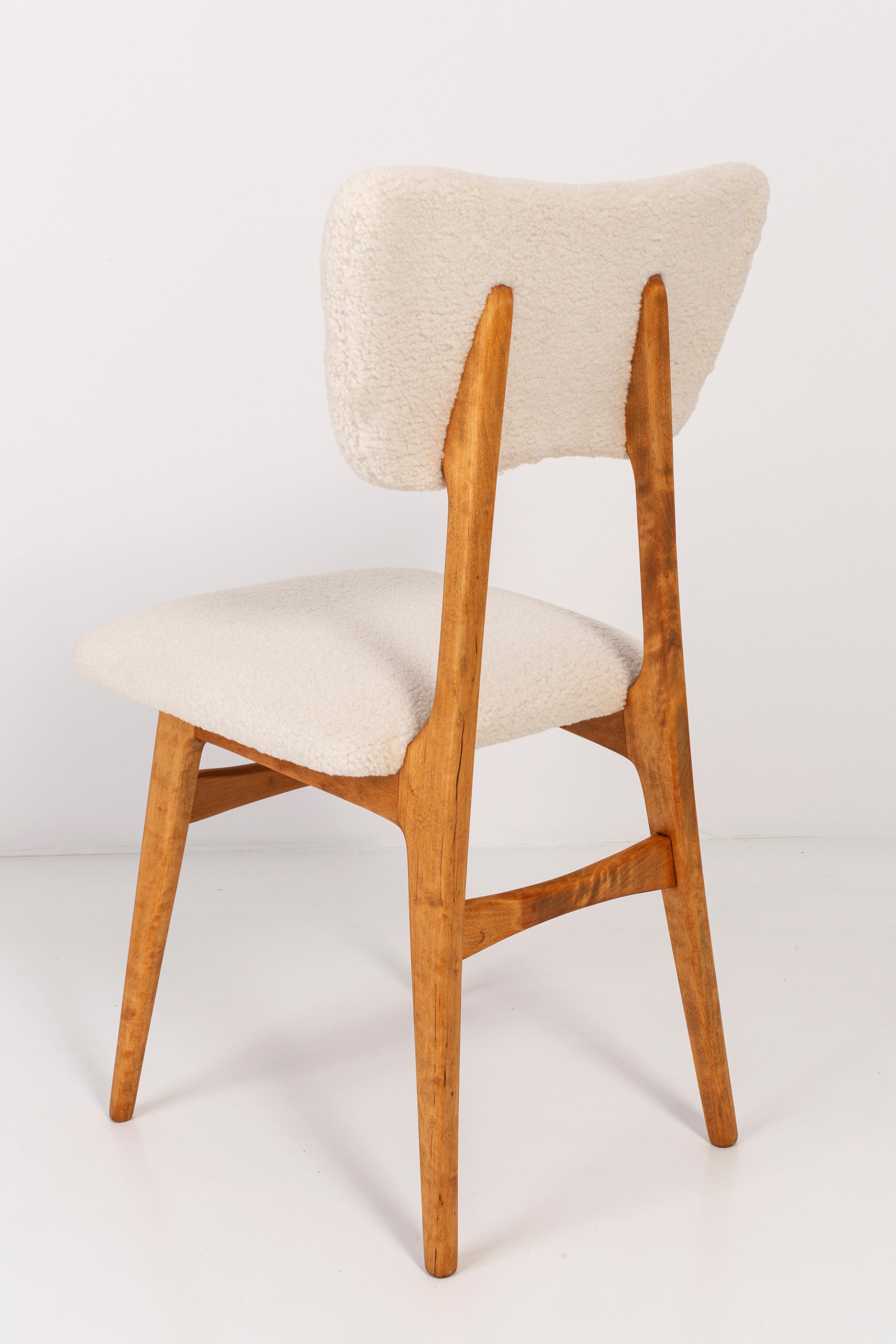 Velvet Set of Four 20th Century Light Crème Boucle Chairs, 1960s For Sale