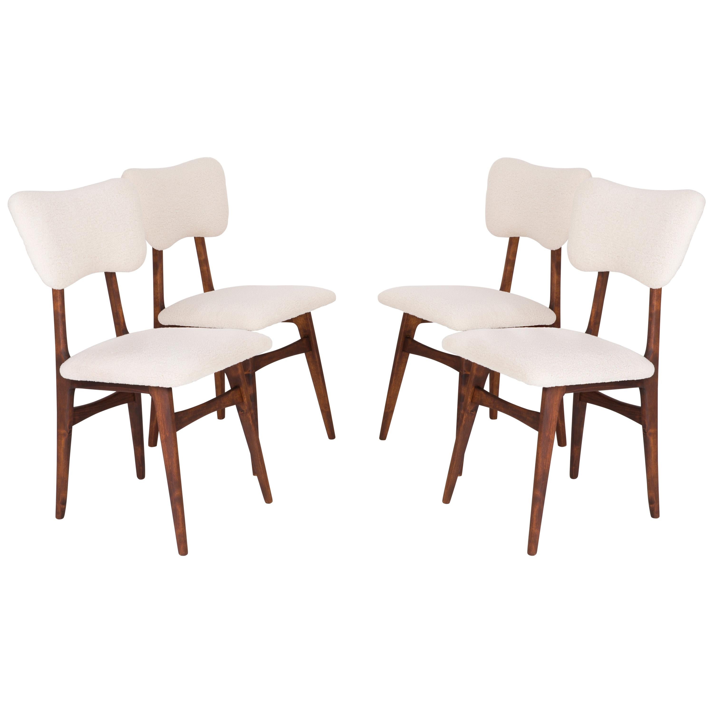 Set of Four 20th Century Light Crème Boucle Chairs, 1960s