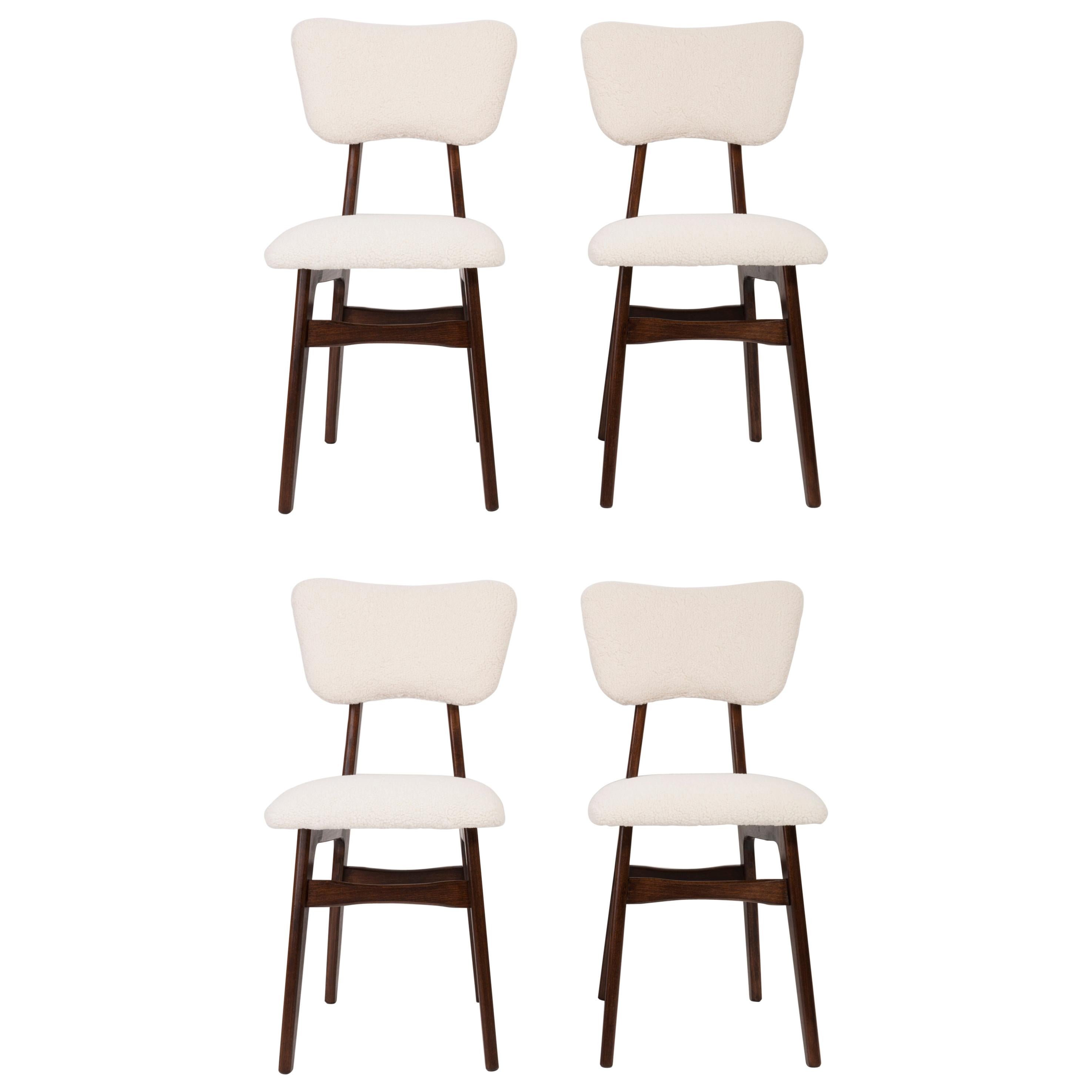 Set von vier Licht-Kronleuchter-Bouclé-Stühlen des 20. Jahrhunderts, 1960er Jahre