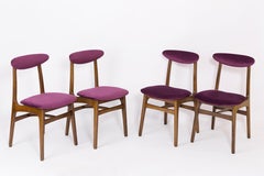 Set of Four 20th Century Plum Velvet Rajmund Halas Chairs, 1960s