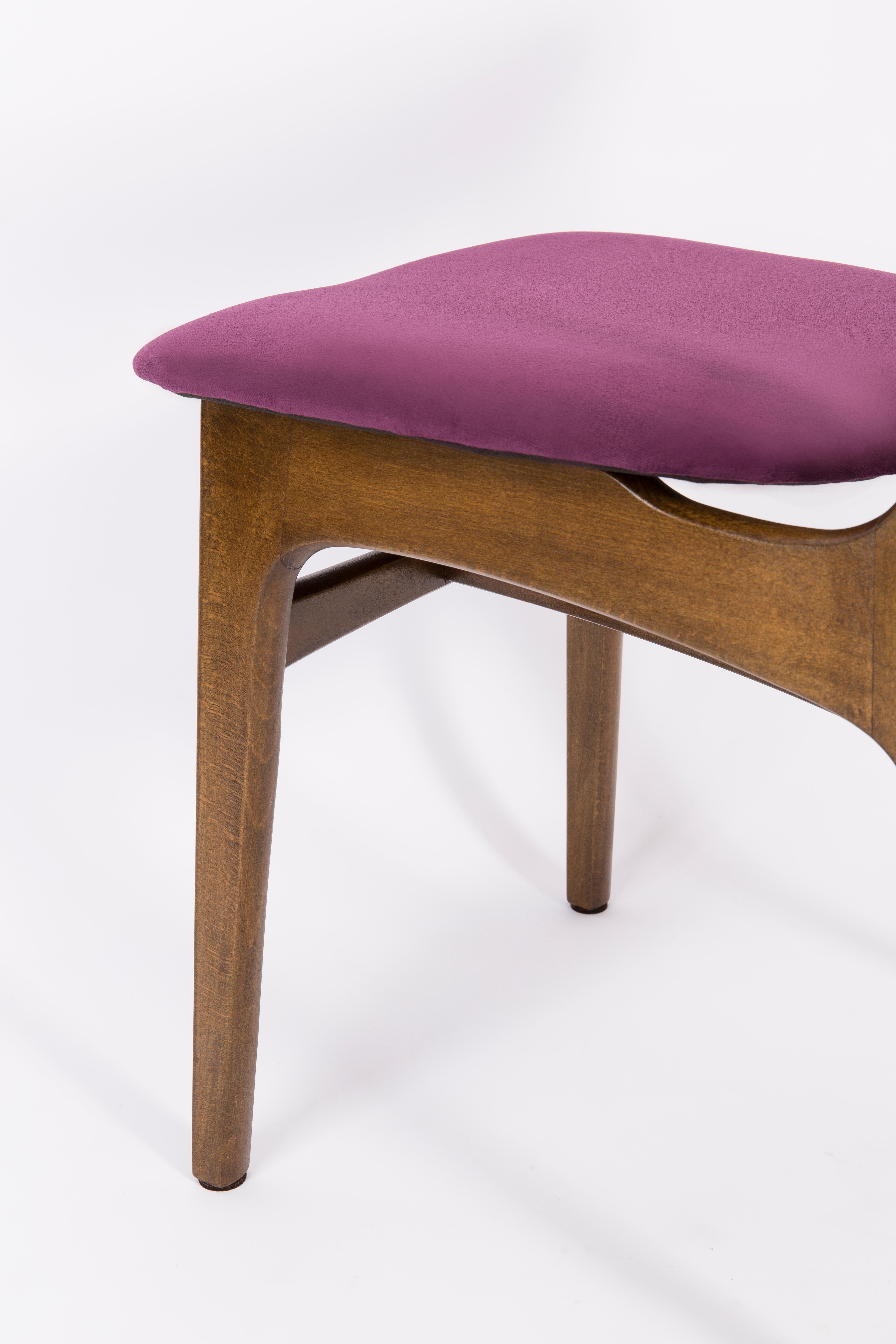 Textile Set of Four 20th Century Plum Velvet Rajmund Halas Chairs, 1960s For Sale