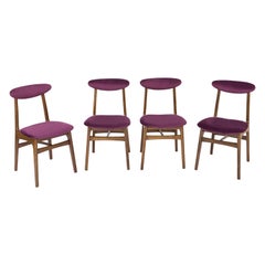 Vintage Set of Four 20th Century Plum Velvet Rajmund Halas Chairs, 1960s