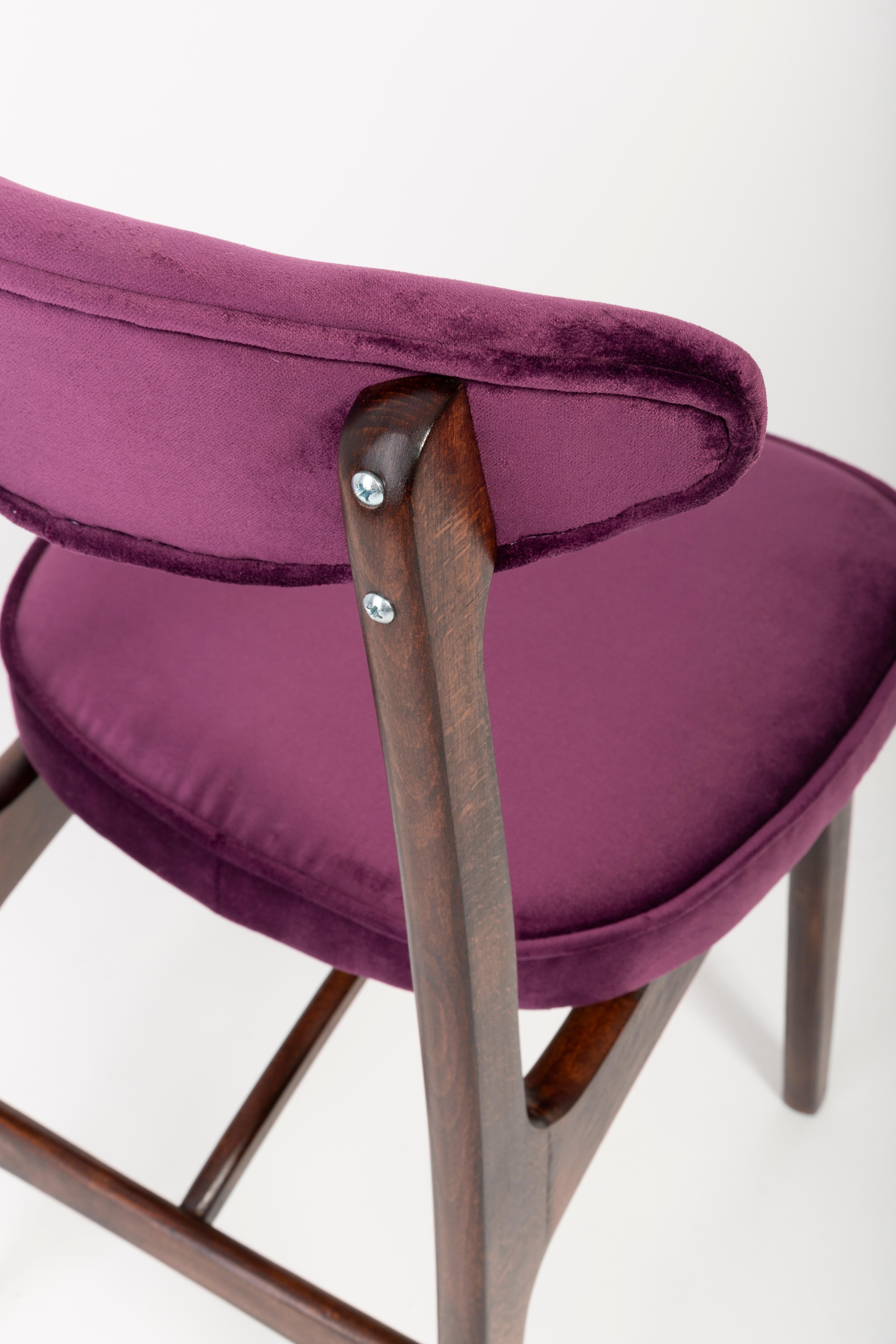 Set of Four 20th Century Plum Violet Velvet Rajmund Halas Chairs, 1960s For Sale 3