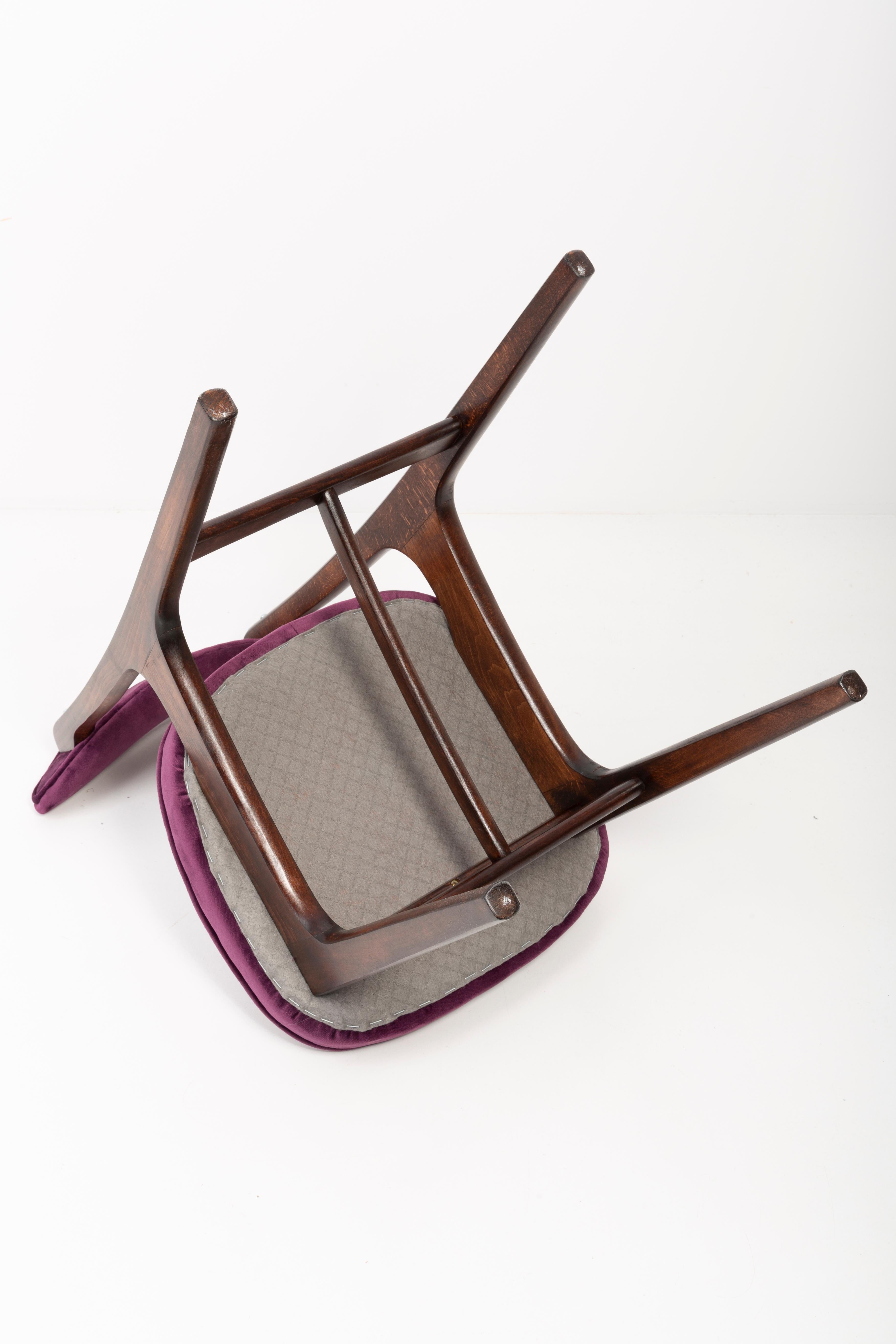 Set of Four 20th Century Plum Violet Velvet Rajmund Halas Chairs, 1960s For Sale 4