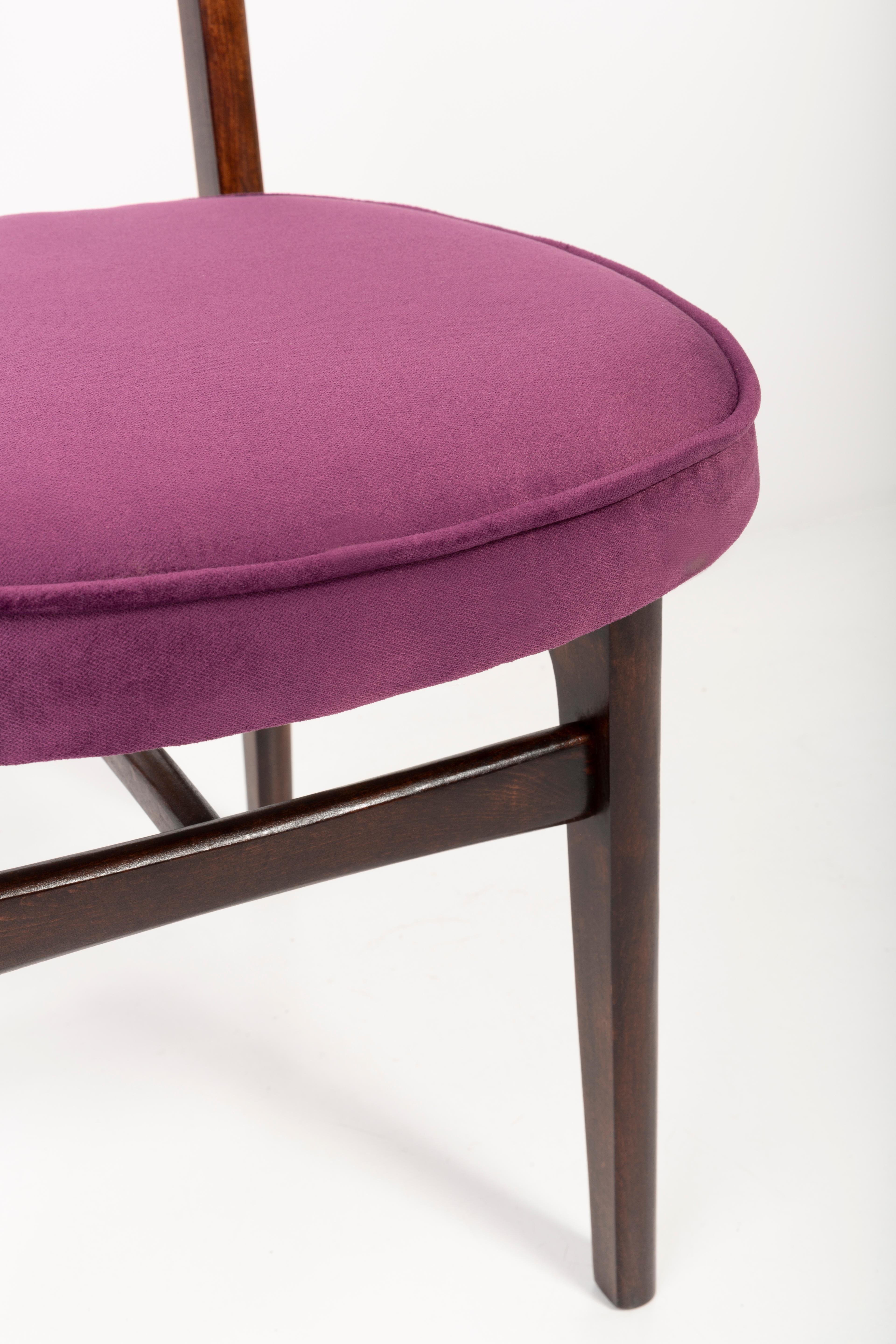 Textile Set of Four 20th Century Plum Violet Velvet Rajmund Halas Chairs, 1960s For Sale