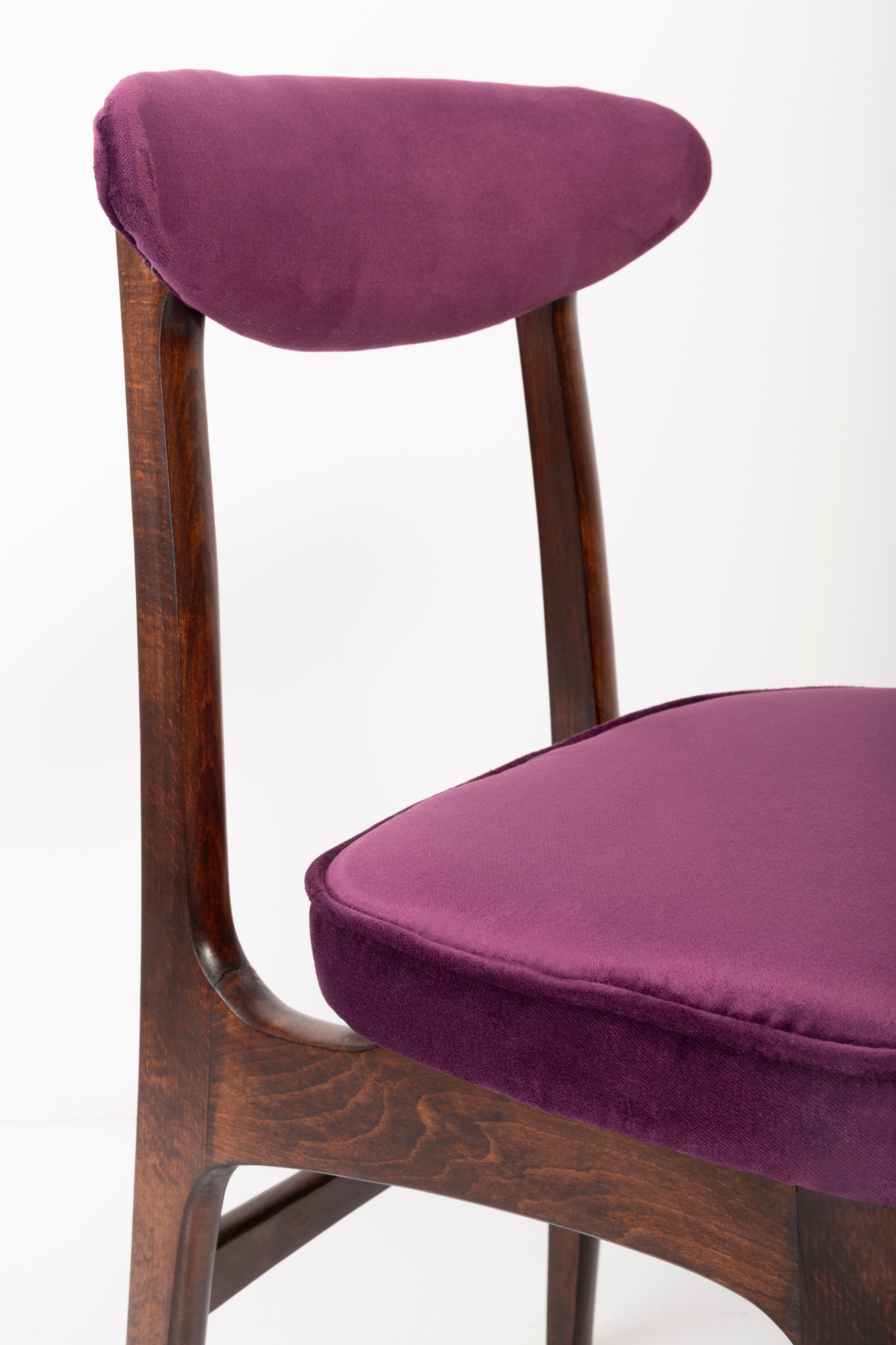 Set of Four 20th Century Plum Violet Velvet Rajmund Halas Chairs, 1960s For Sale 1