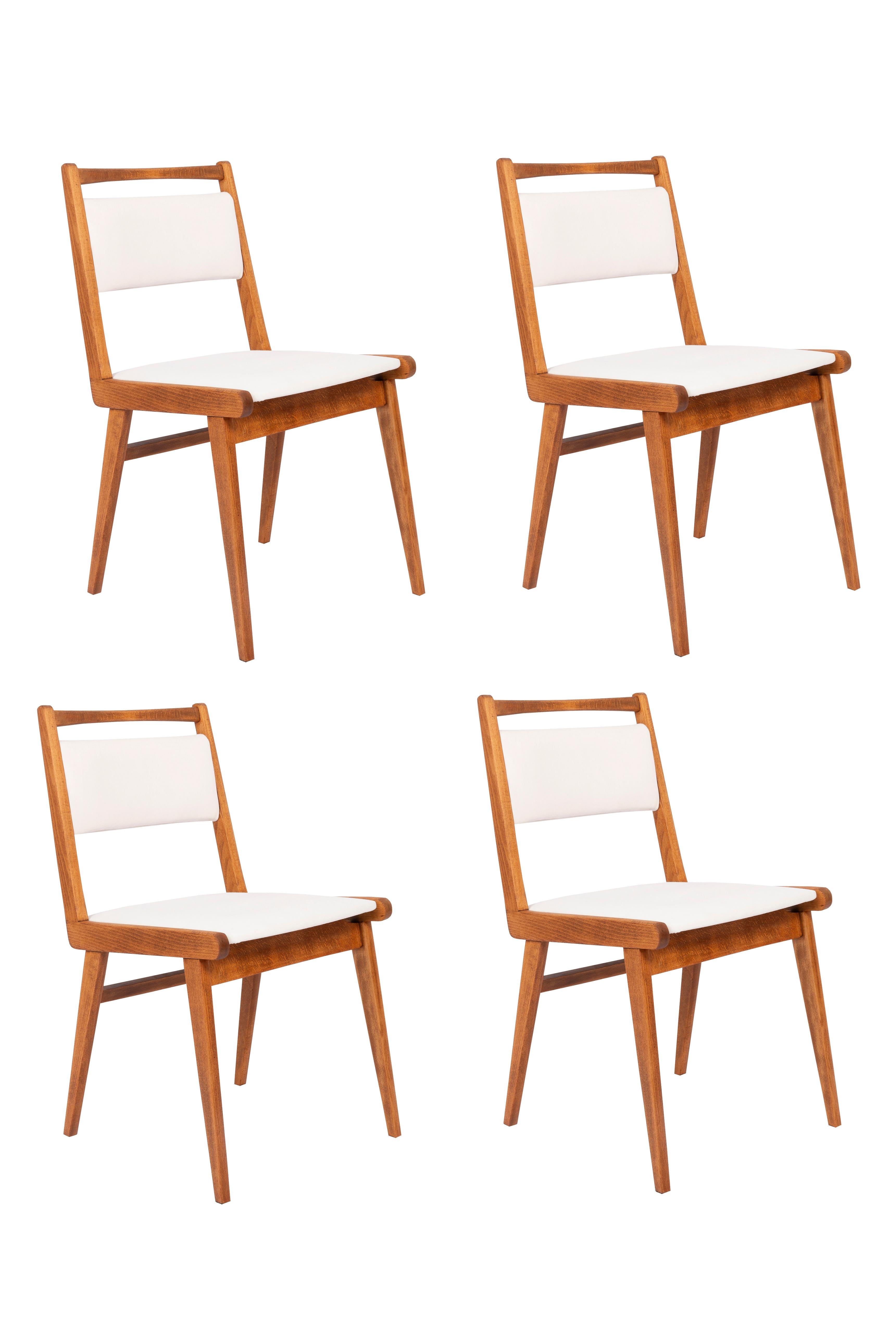 Chairs designed by Prof. Rajmund Halas. It is JAR type model. Made of beechwood. Chairs are after a complete upholstery renovation, the woodwork has been refreshed. Seat and back is dressed in a white, durable and pleasant to the touch velvet