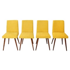 Set of Four Mid Century Yellow Chairs, Europe, 1960s.