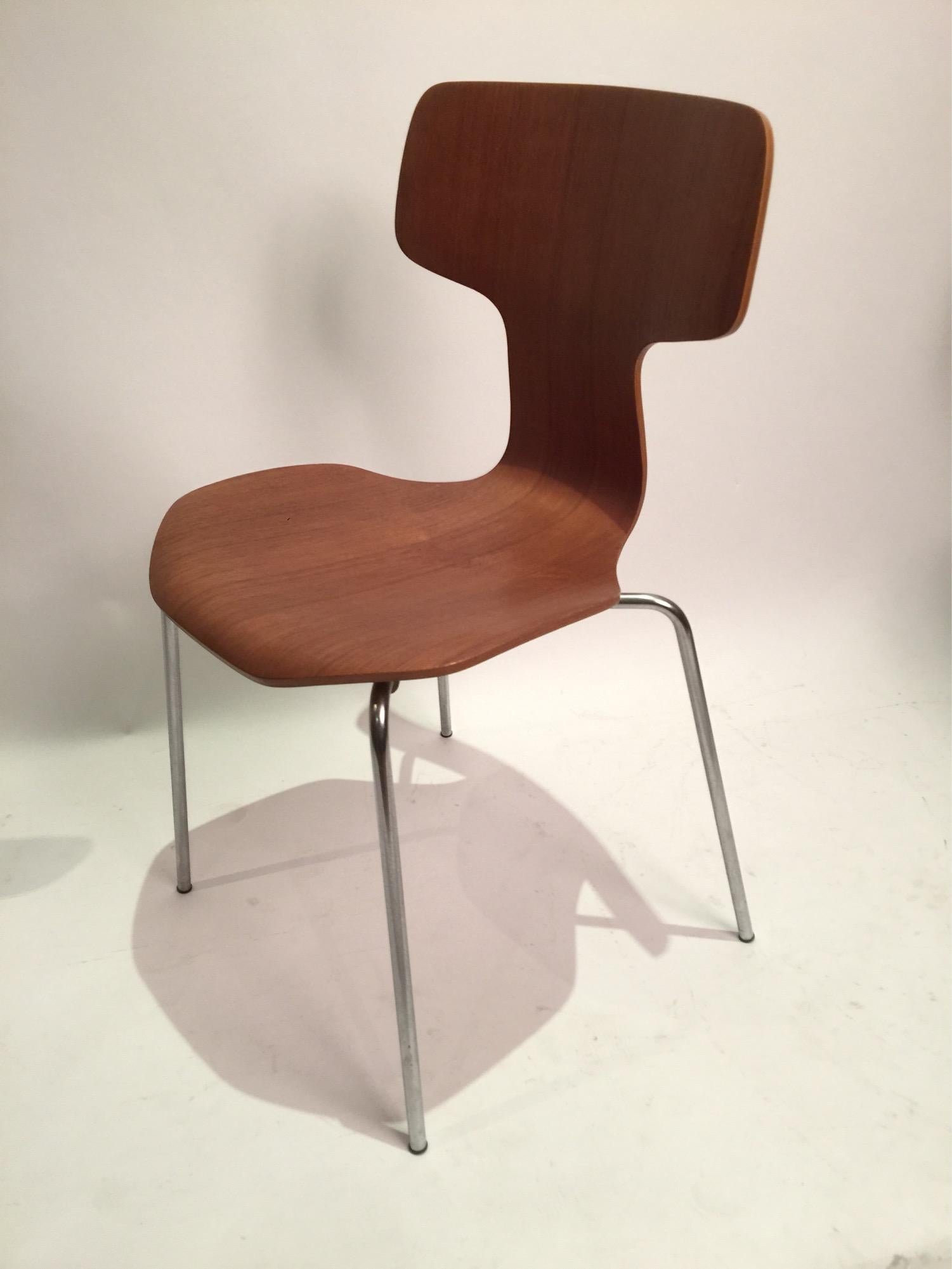 Set of Four 3103 Bent Teak Dining Chairs by Arne Jacobsen for Fritz Hansen In Excellent Condition In Brooklyn, NY