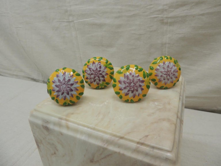 Set of Four '4' Ashley Longshore Art Ceramic Drawer Pulls at 1stDibs