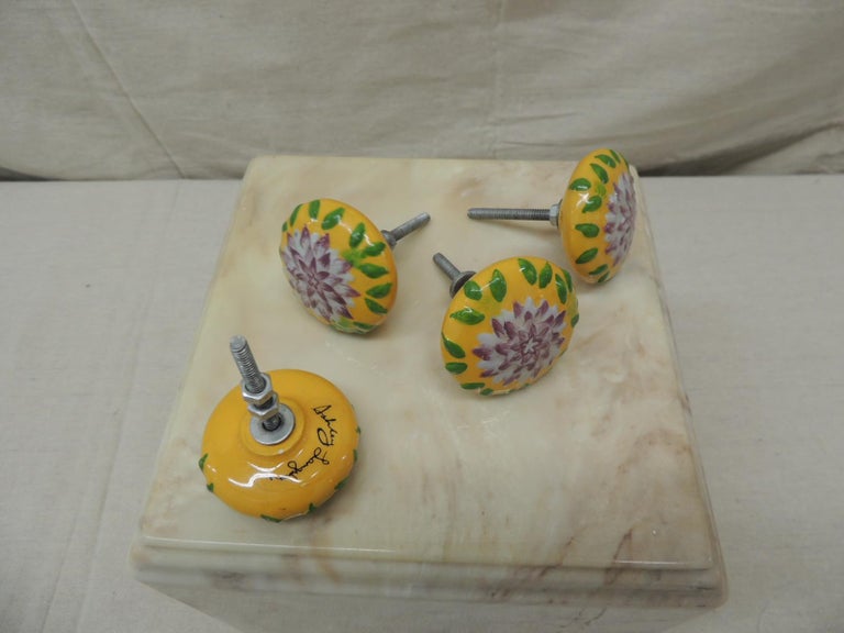 Set of Four '4' Ashley Longshore Art Ceramic Drawer Pulls at 1stDibs