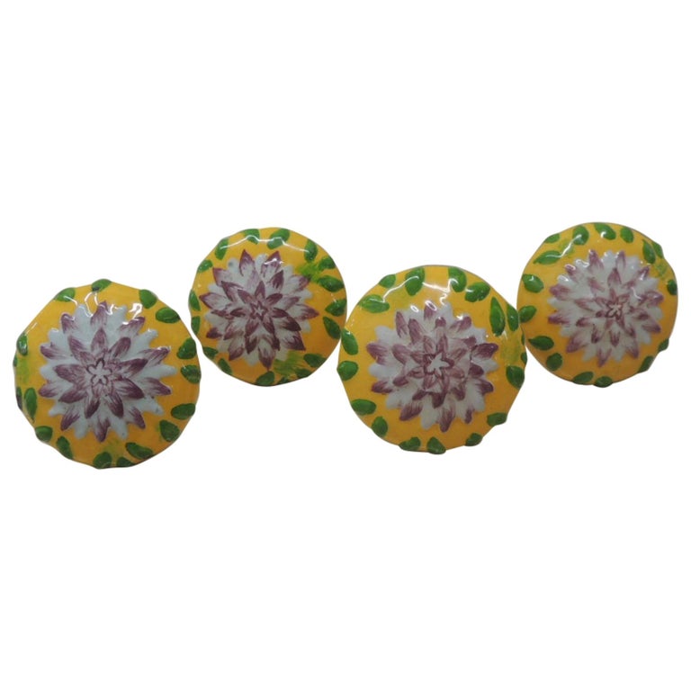 Set of Four '4' Ashley Longshore Art Ceramic Drawer Pulls at 1stDibs