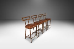 Set of Four '4' Bar Height Bar Stools Attributed to Maitland-Smith, C. 1980s
