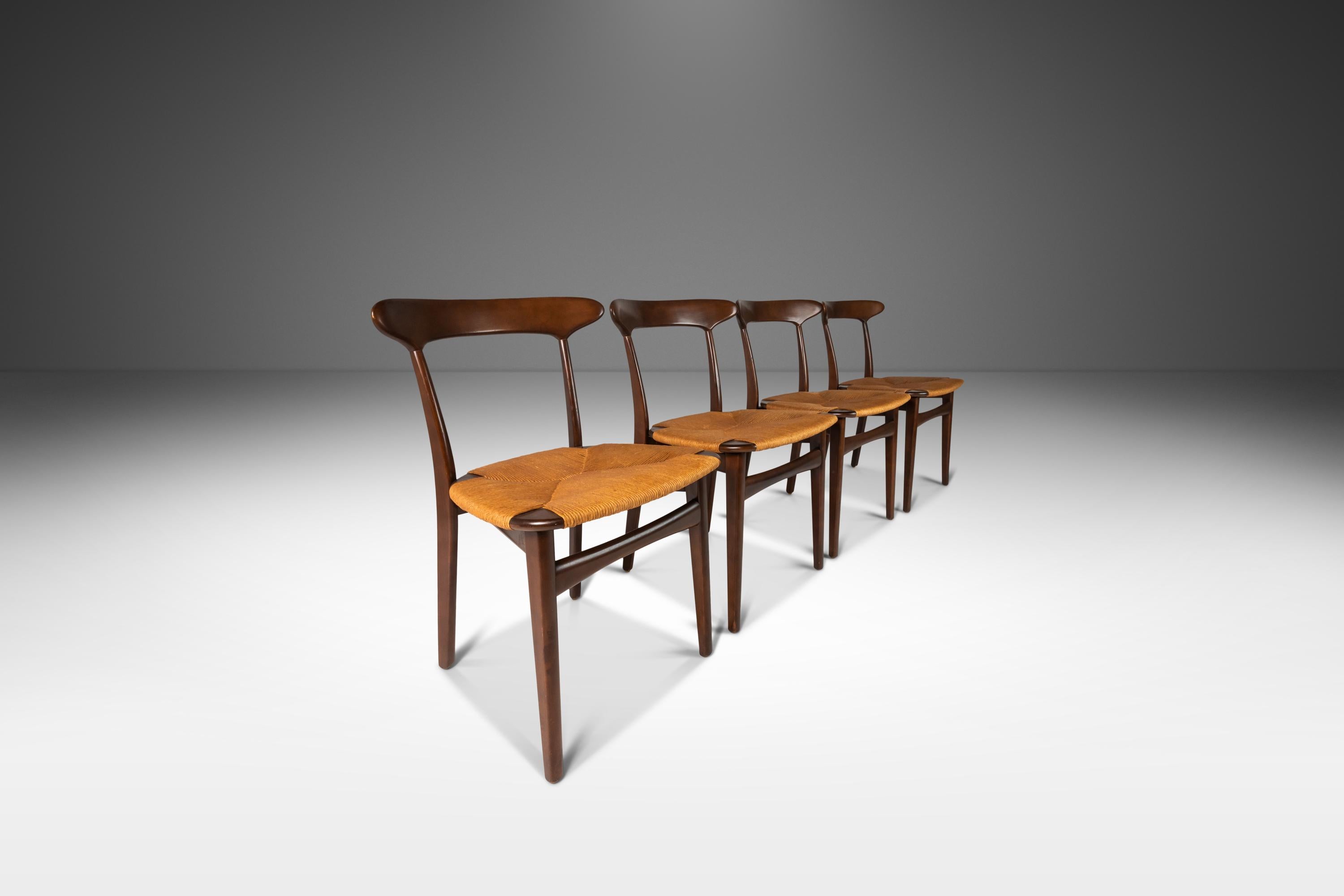 Set of Four (4) Danish Modern Thrush Dining Chairs After Hans J. Wegner, c. 1960 For Sale 9