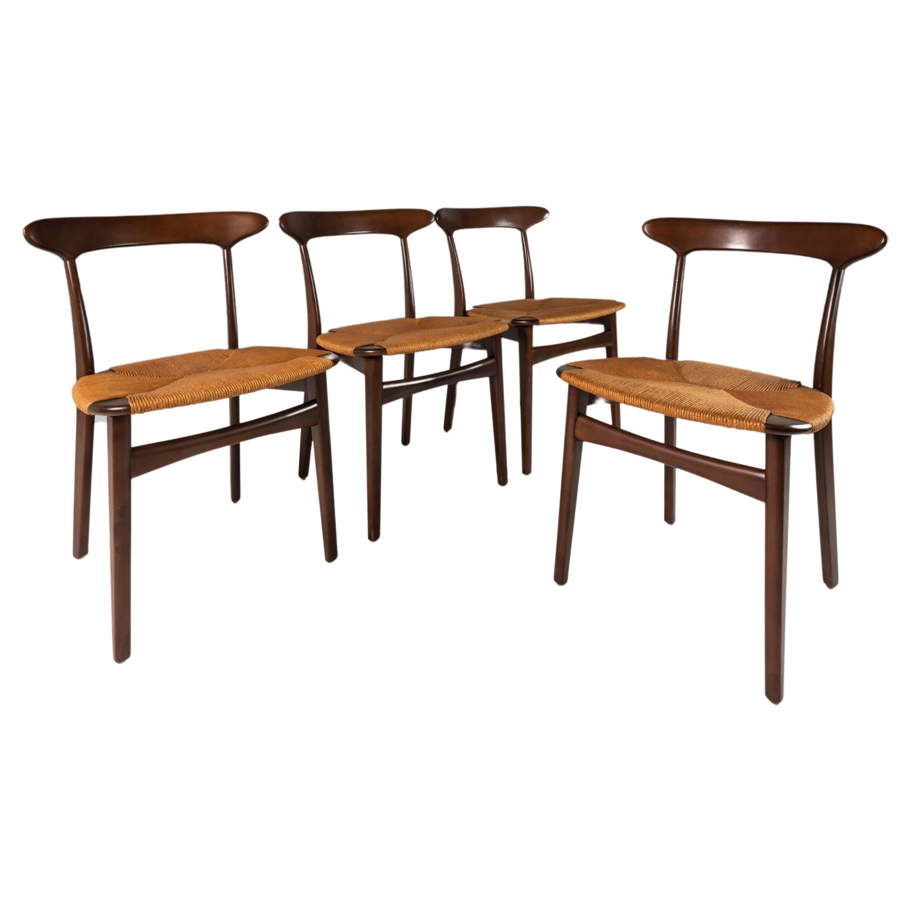 Set of Four (4) Danish Modern Thrush Dining Chairs After Hans J. Wegner, c. 1960