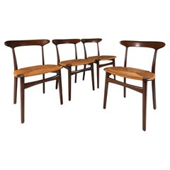 Retro Set of Four (4) Danish Modern Thrush Dining Chairs After Hans J. Wegner, c. 1960