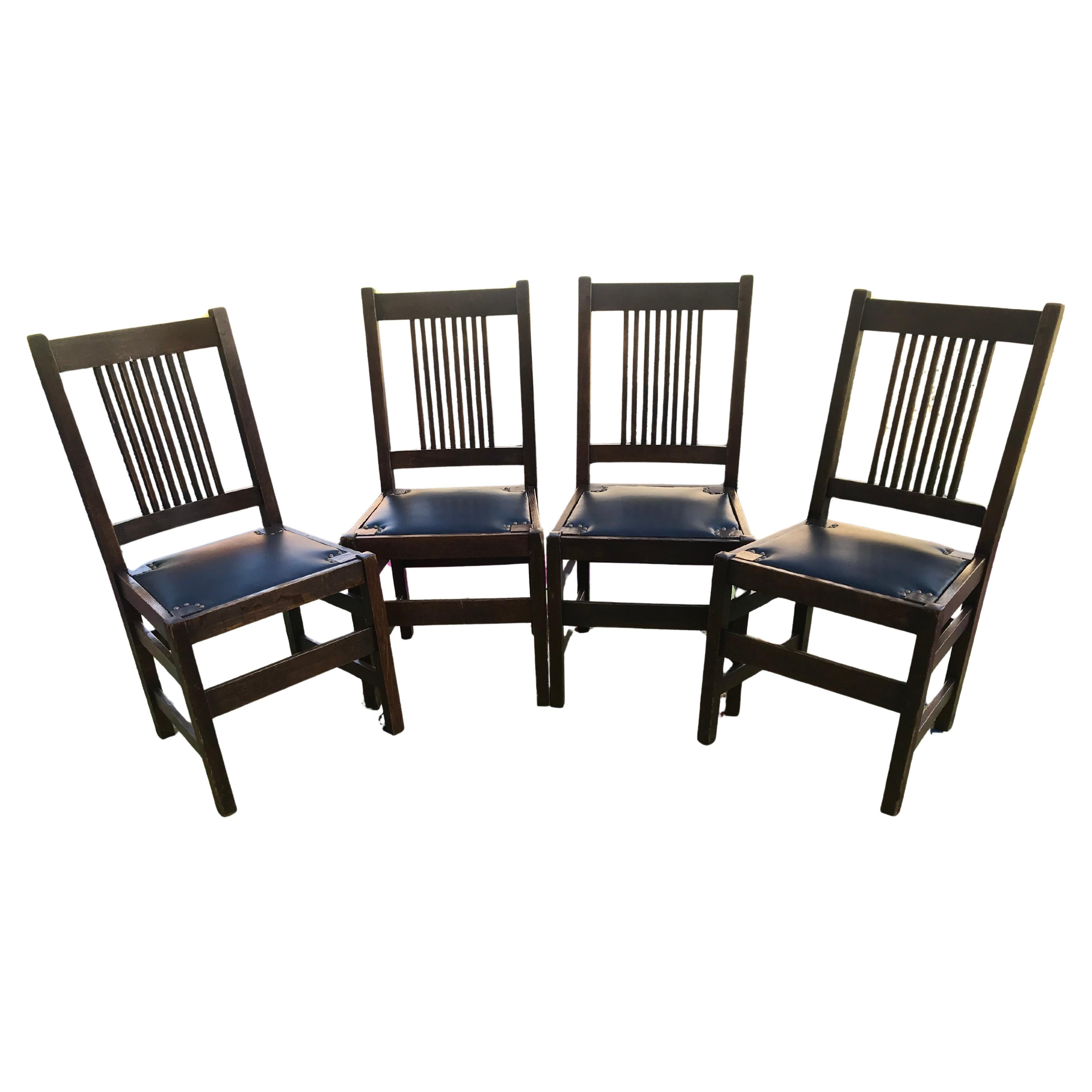 Set of Four (4) Early L&JG Stickley Chairs - W7430