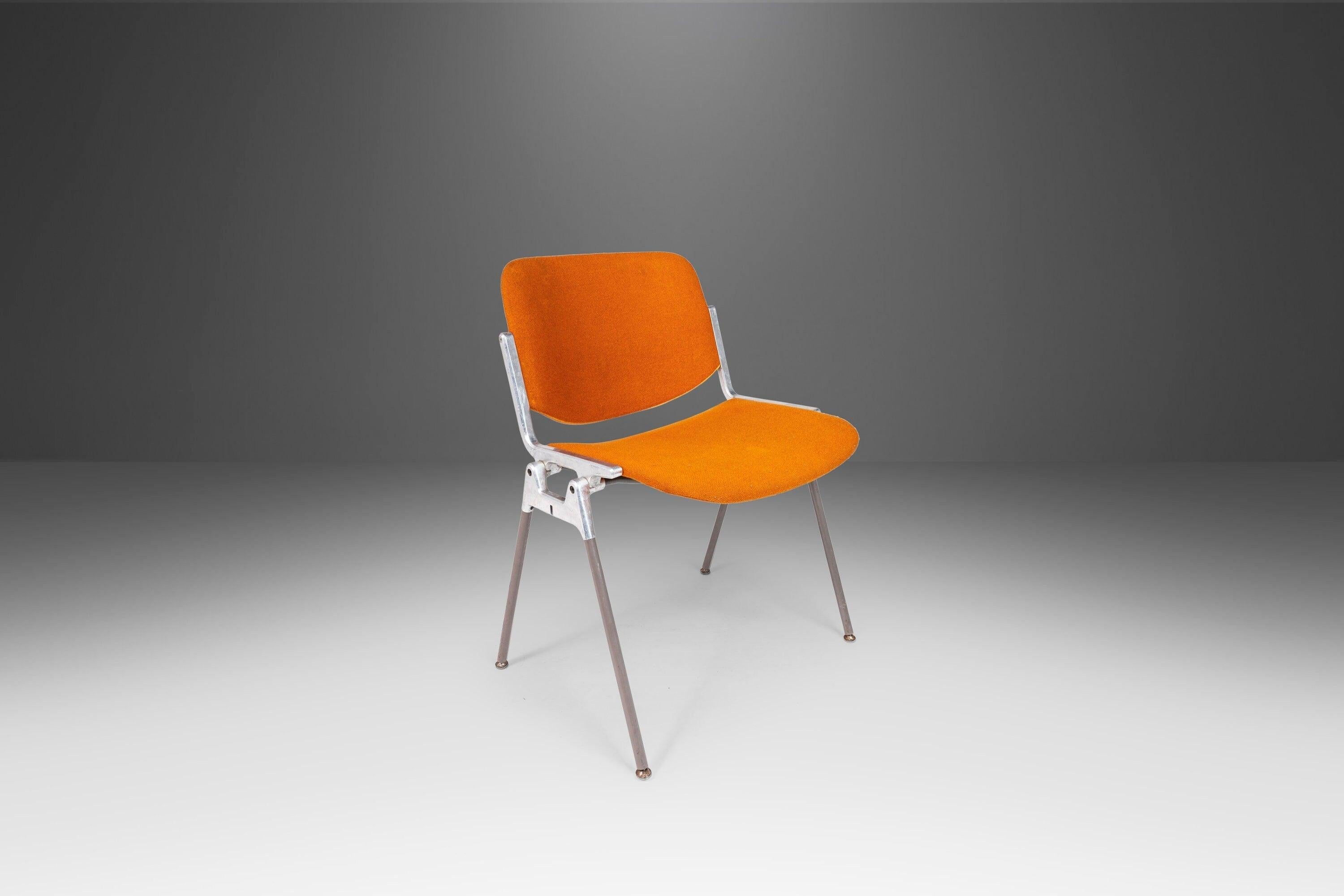 This iconic set of Italian Modern DSC Model 106 stacking chairs, designed in 1965 by Giancarlo Piretti for Castelli, is in 100% original, vintage condition. The chairs do show signs of wear and patina but we think it only adds to the already bold