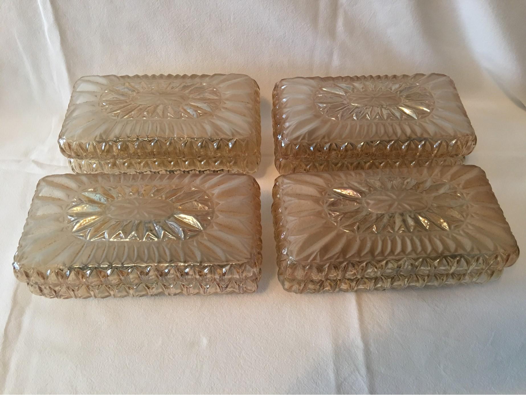 Set of Four (4) Glass Vanity Sconces Sunburst Starburst from Austria - REDUCED ! For Sale 1