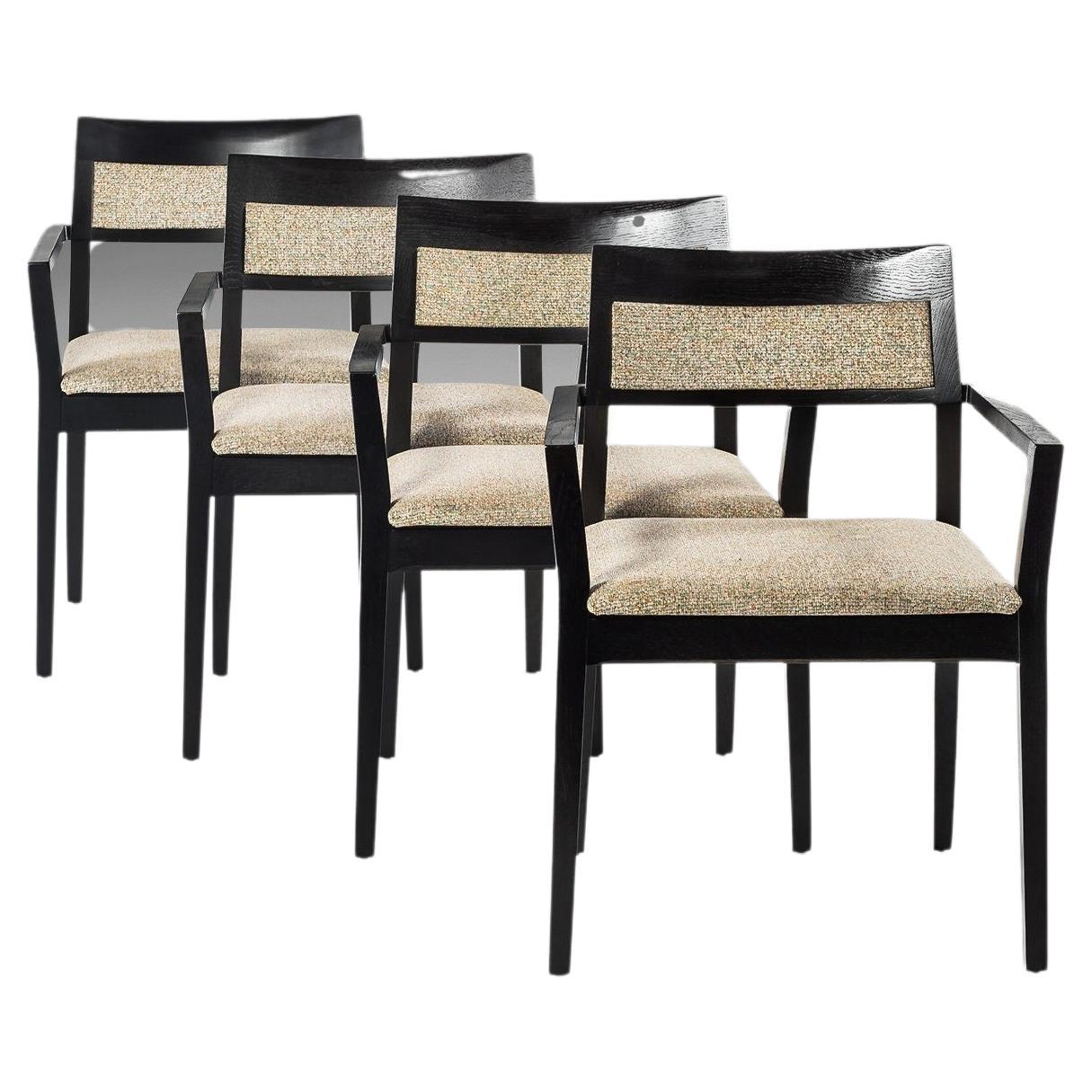 Set of Four '4' Krusin Armchairs in Ebonized Oak by Marc Krusin for Knoll, USA For Sale